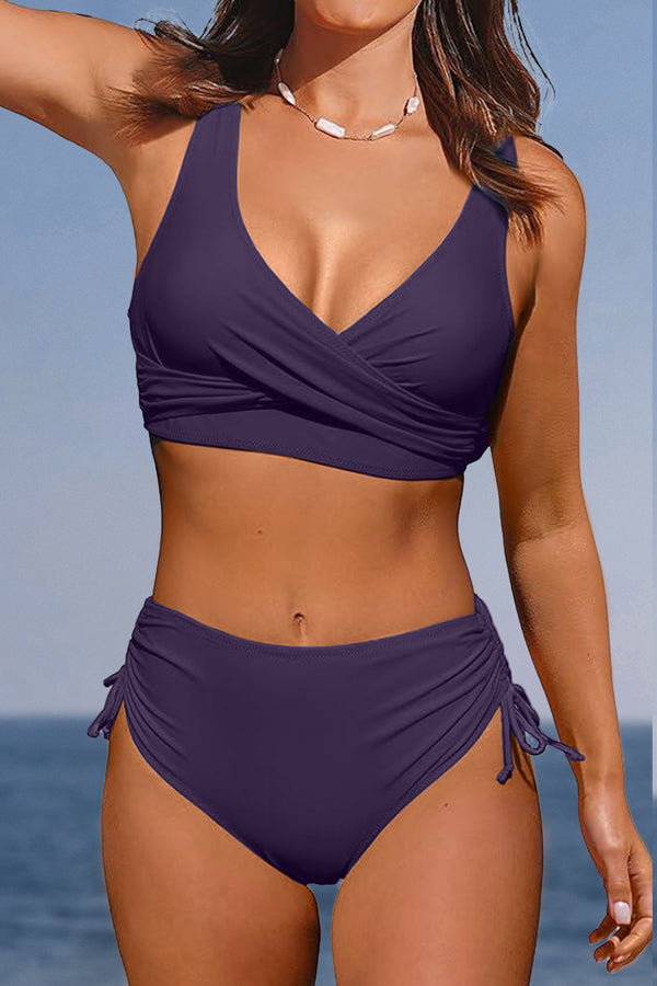 MidnightBlue Twist Front Knot Back Bikini Set