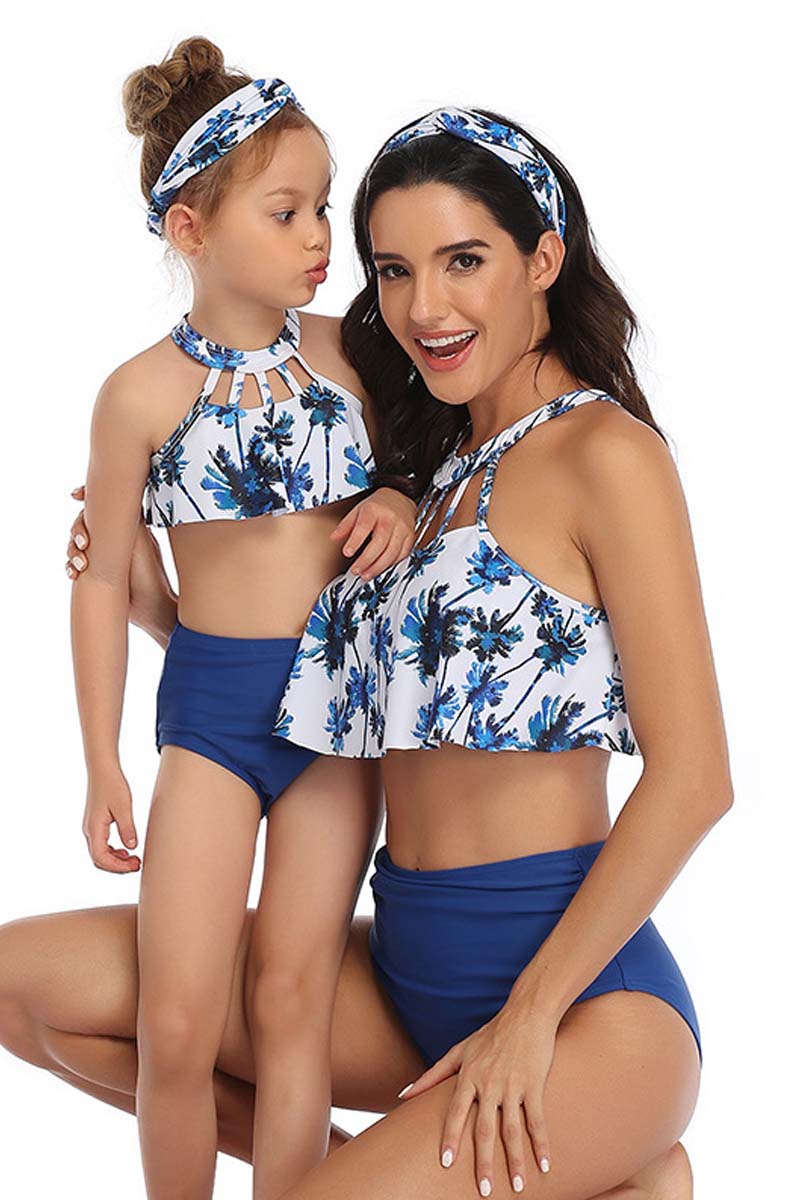 Hollow Floral Print Parent-child Two Pieces Swimsuit