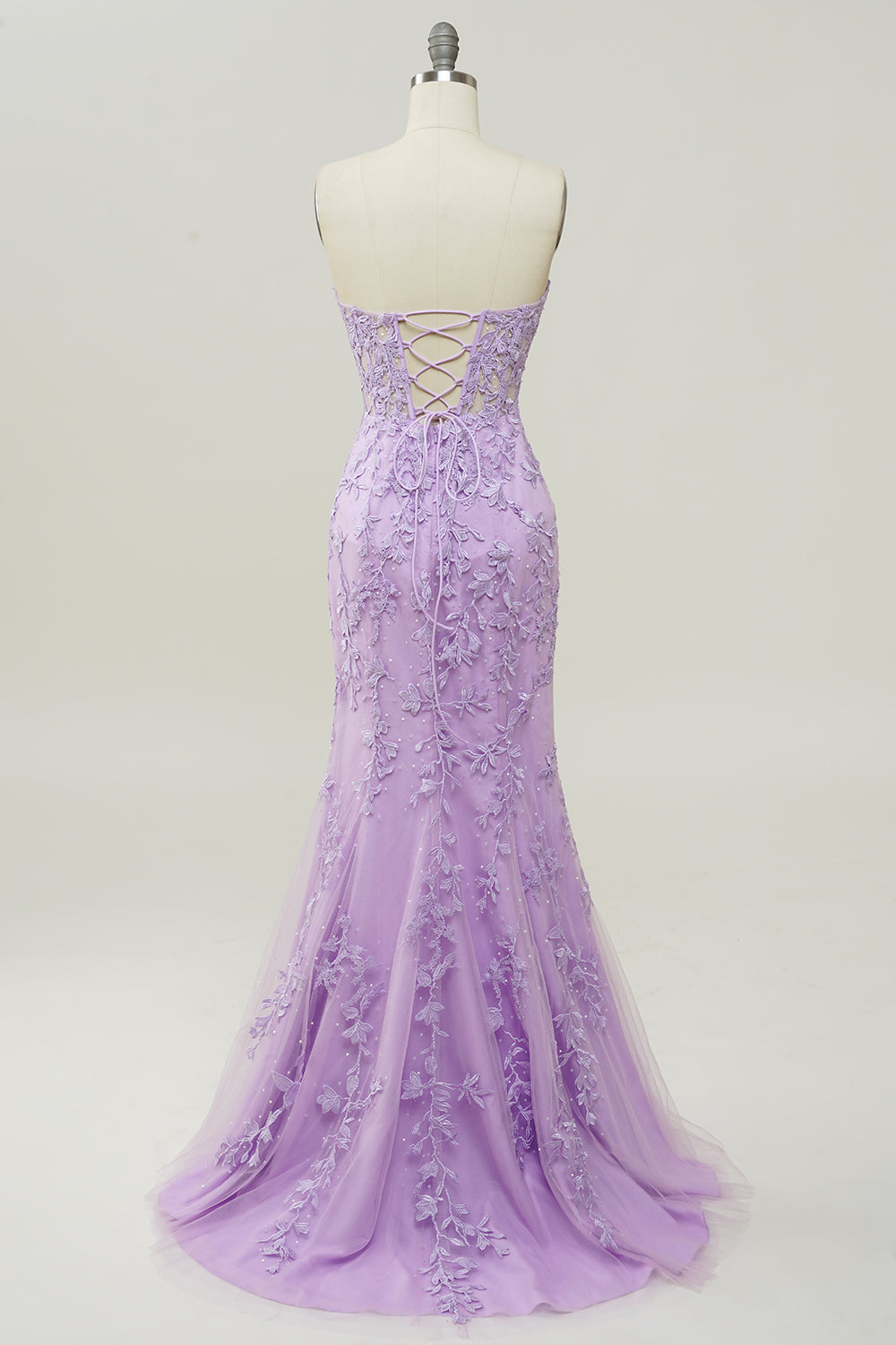 Sweetheart Neck Mermaid Long Purple Prom Dress With Appliques