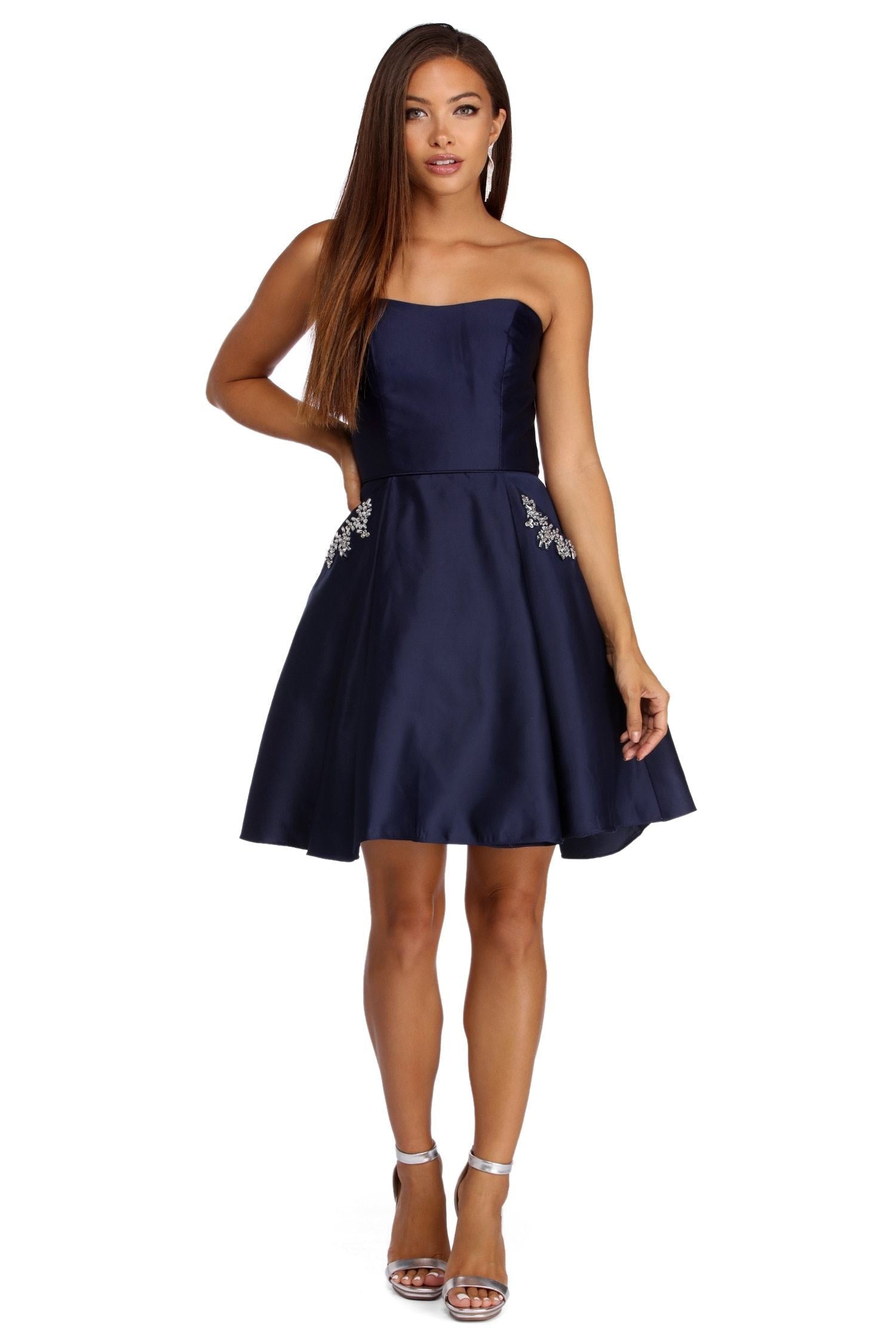 Noelle Formal Satin Party Dress - Fashionpara