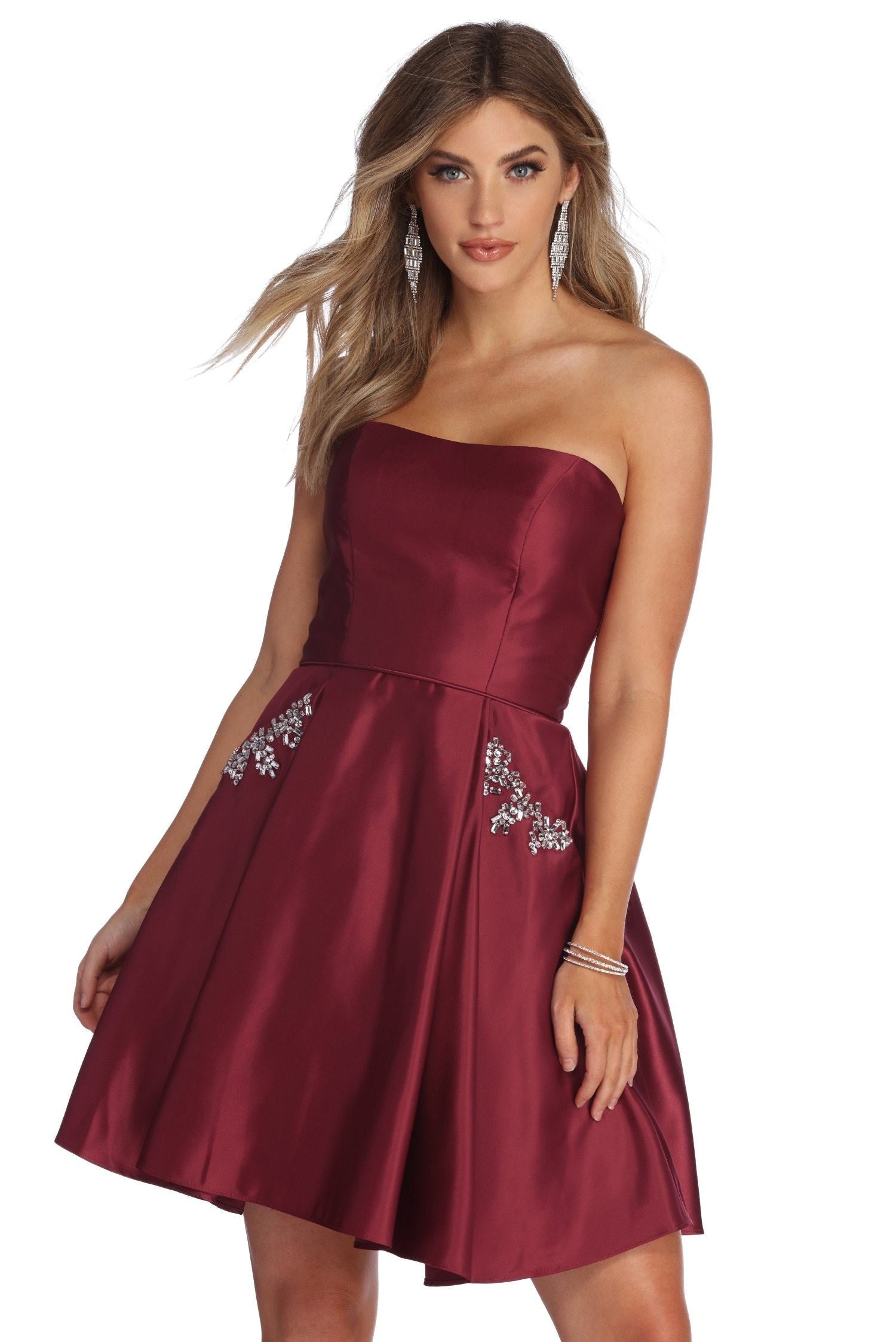 Noelle Formal Satin Party Dress - Fashionpara