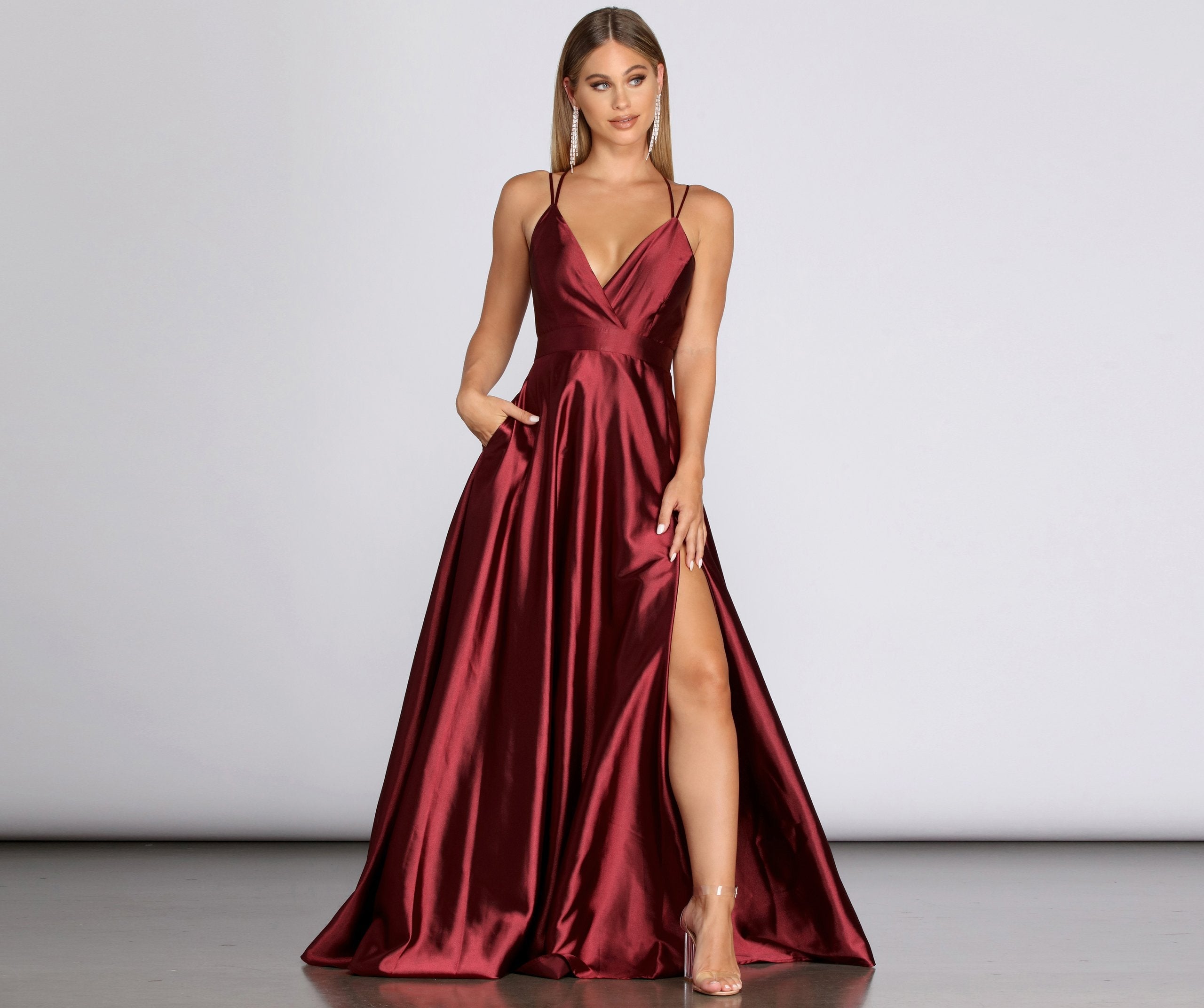 Priscilla Satin Evening Gown - Fashionpara