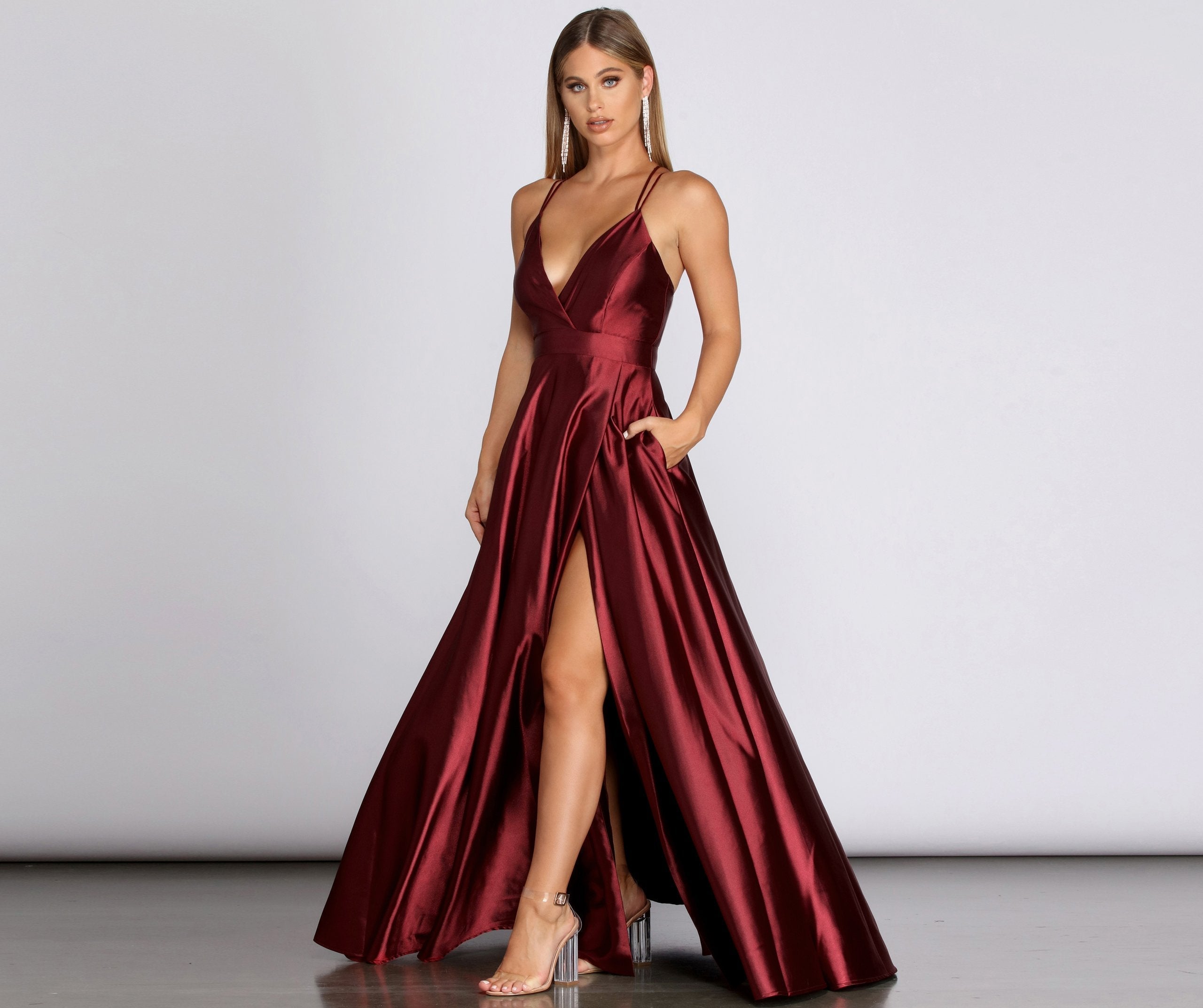 Priscilla Satin Evening Gown - Fashionpara