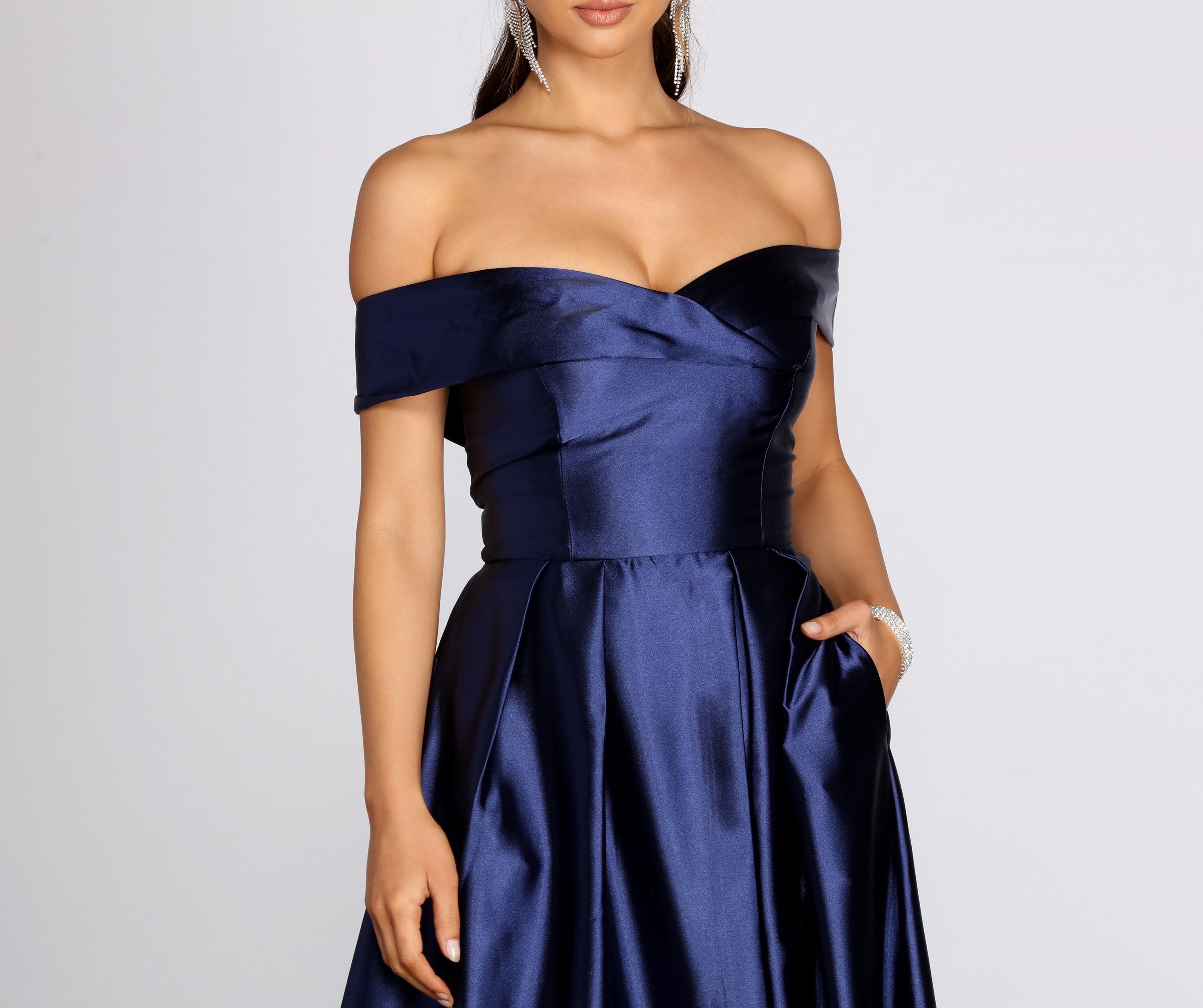 Palmer Formal Satin Wrap Dress - Fashionpara