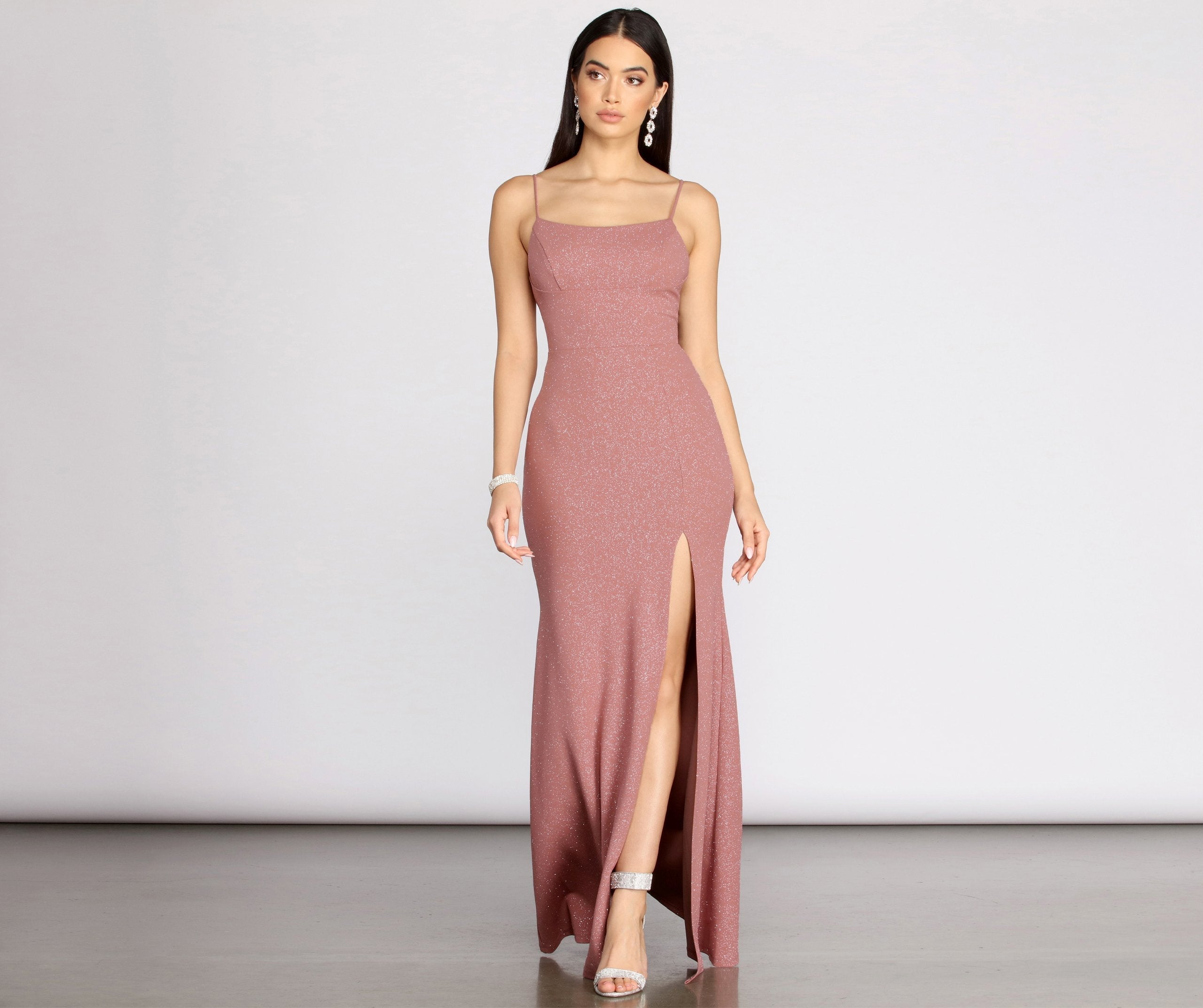 Aracely Glitter Crepe Mermaid Dress - Fashionpara