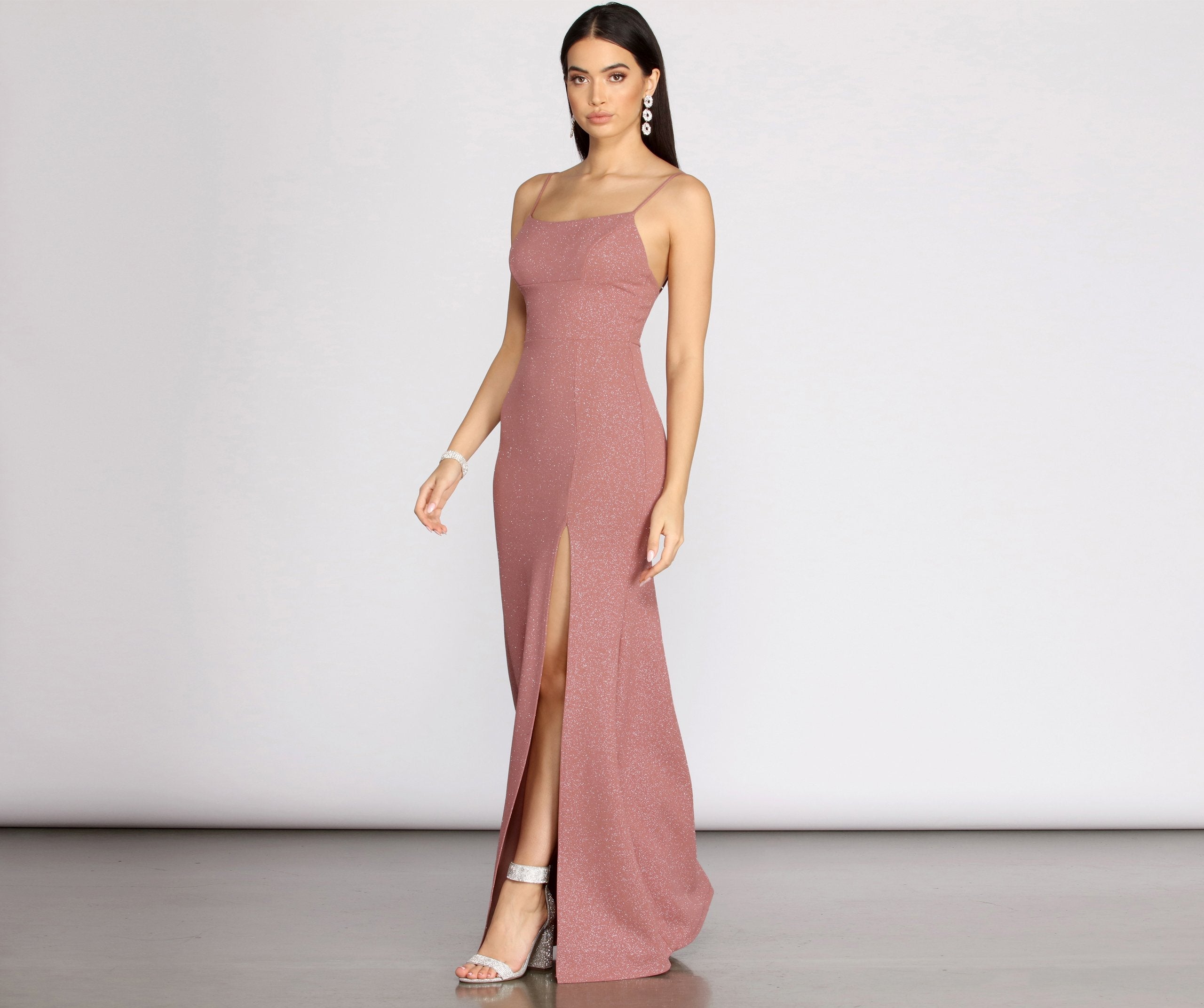 Aracely Glitter Crepe Mermaid Dress - Fashionpara