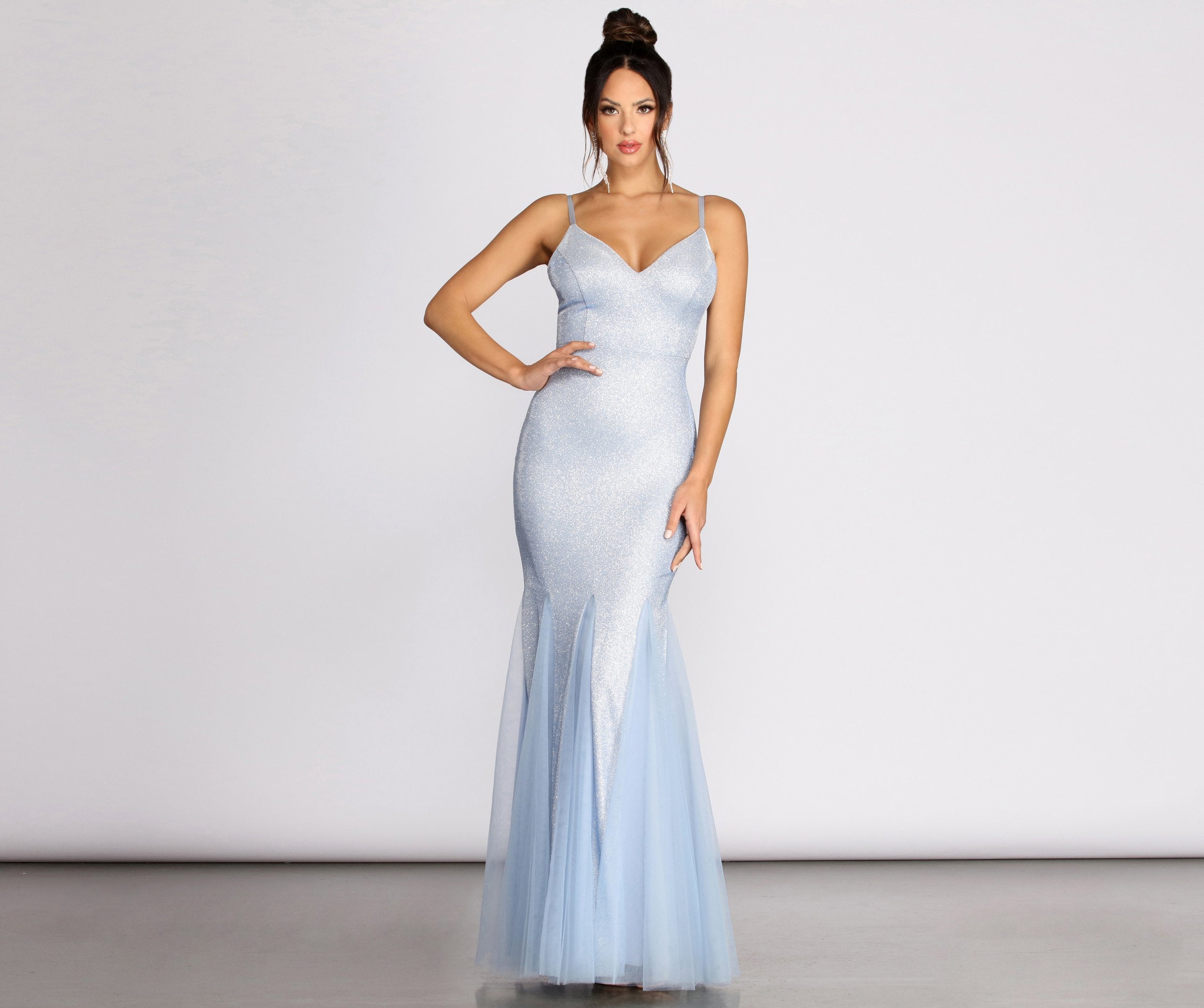 Ciara Glitter Tulle Mermaid Dress - Fashionpara