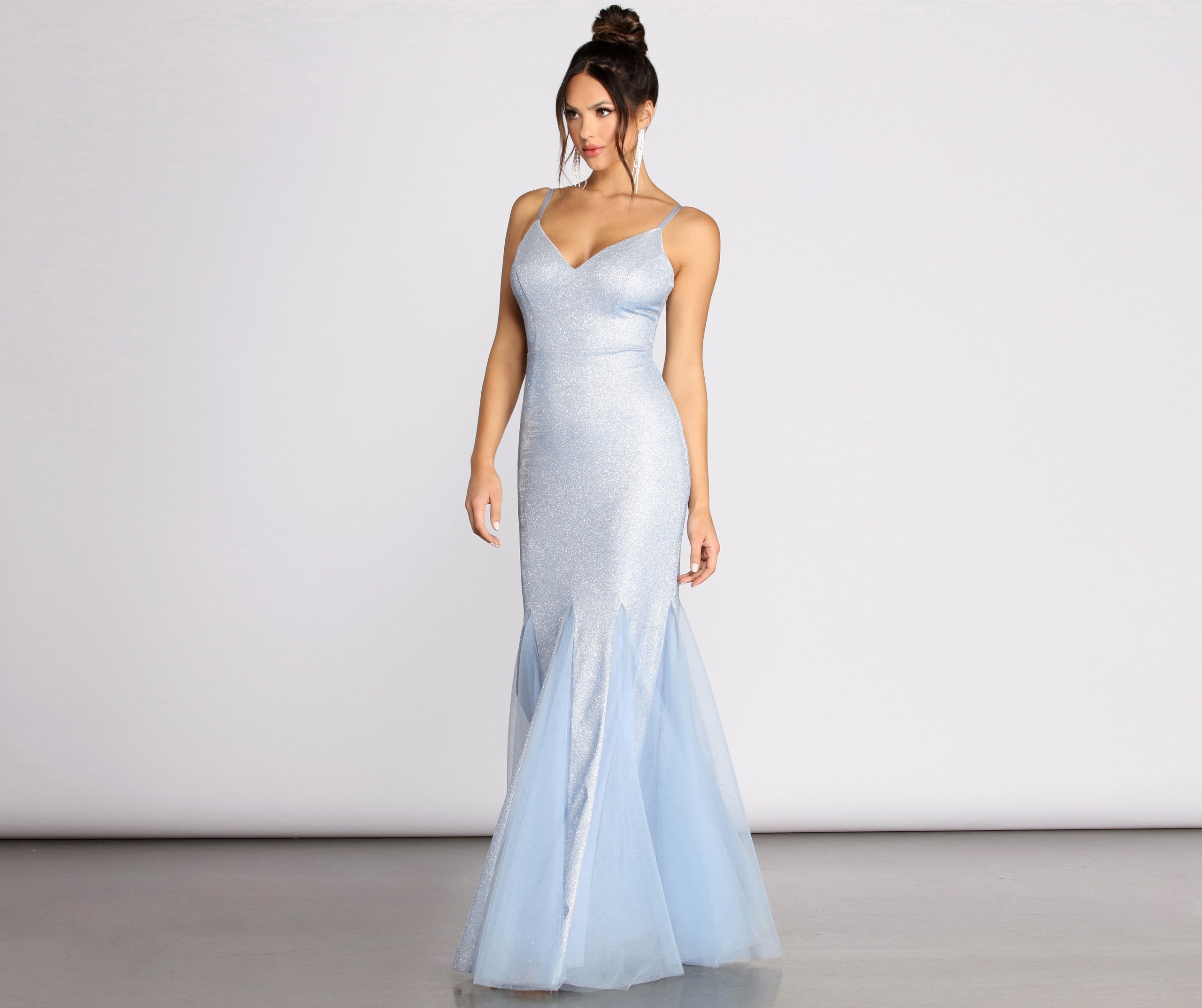 Ciara Glitter Tulle Mermaid Dress - Fashionpara