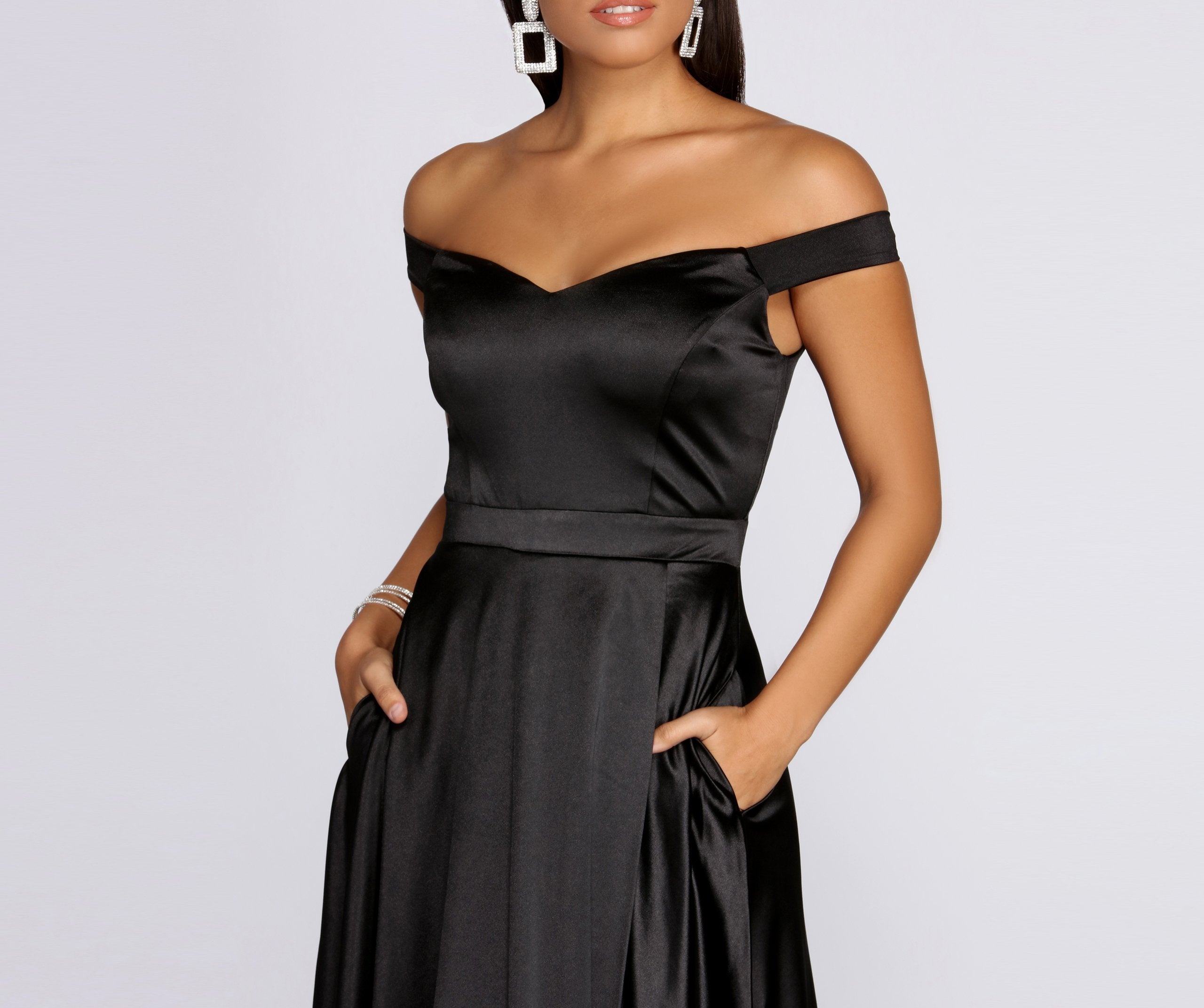 Ophelia Formal High Slit Satin Dress - Fashionpara