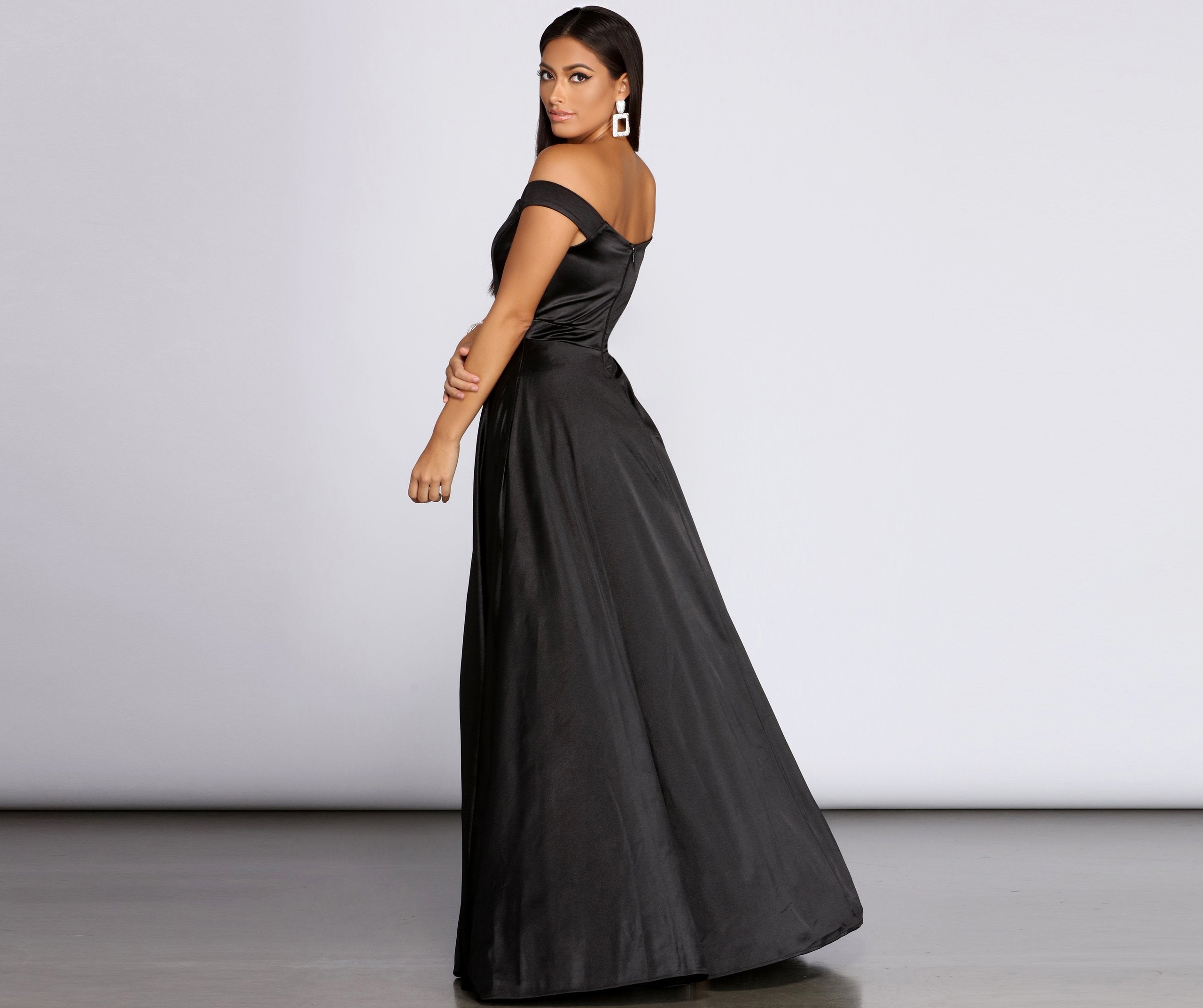 Ophelia Formal High Slit Satin Dress - Fashionpara