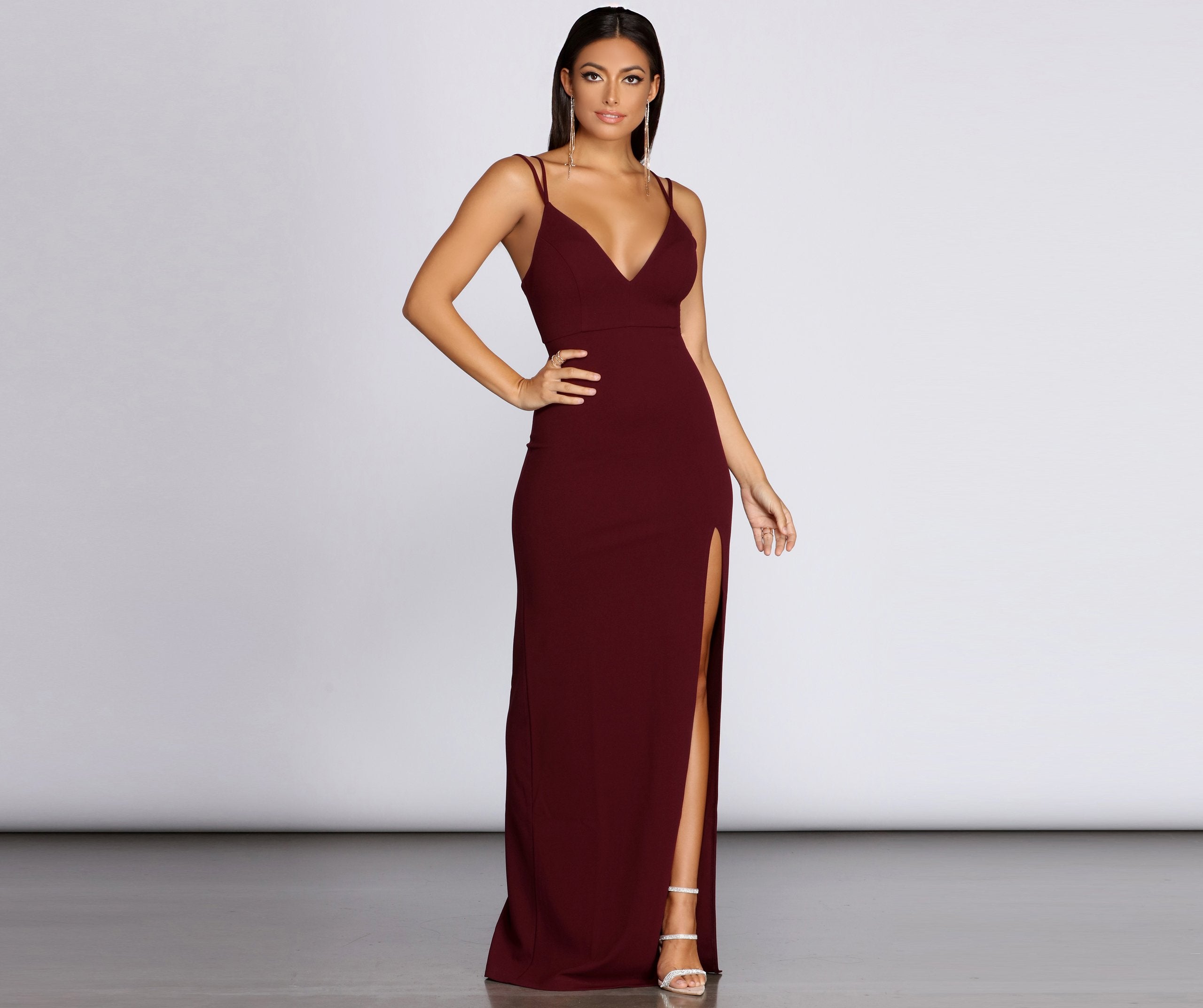 Bailey Strappy Formal Crepe Dress - Lady Occasions