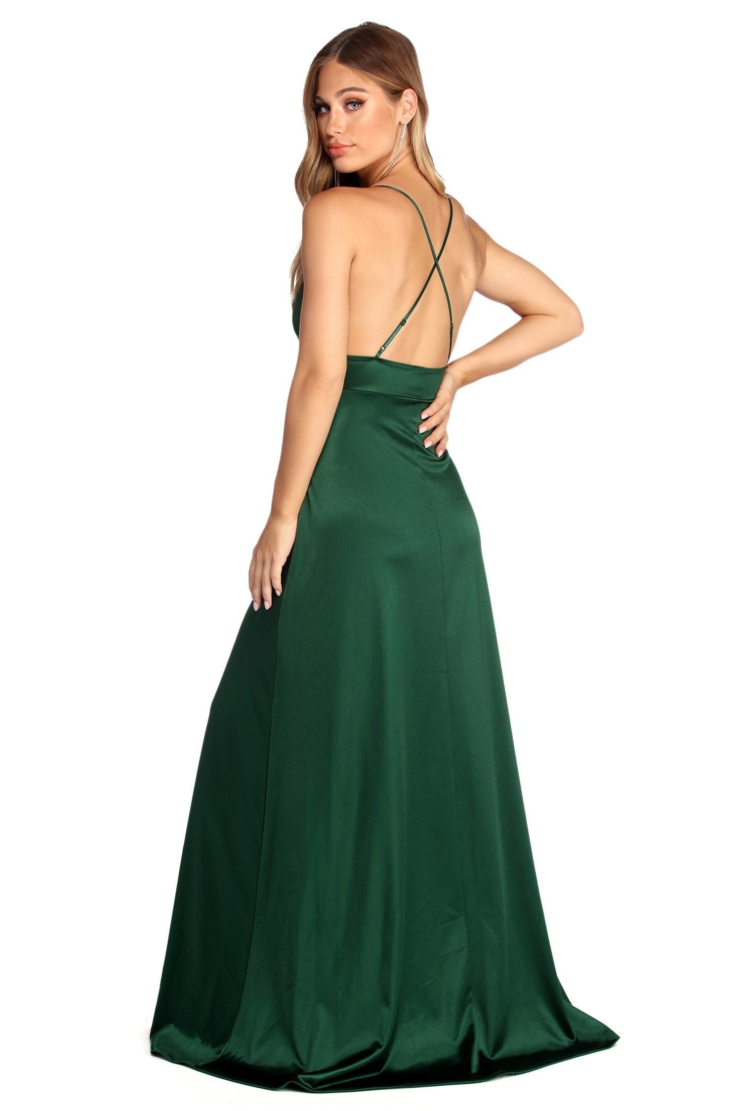 Evie Formal Sleeveless Satin Dress