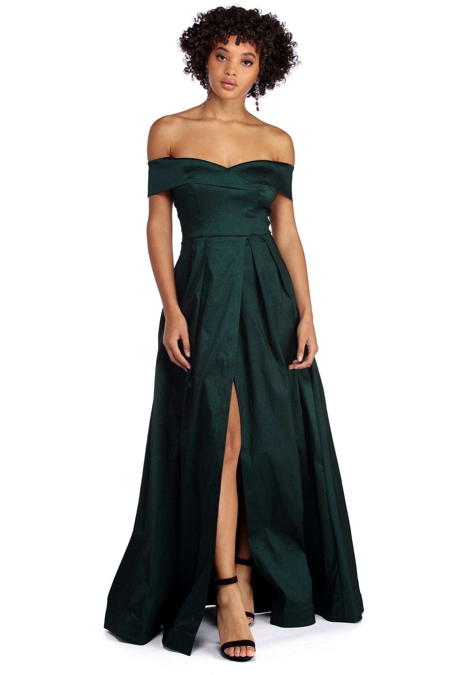 Megan Taffeta Off The Shoulder Ball Gown - Lady Occasions