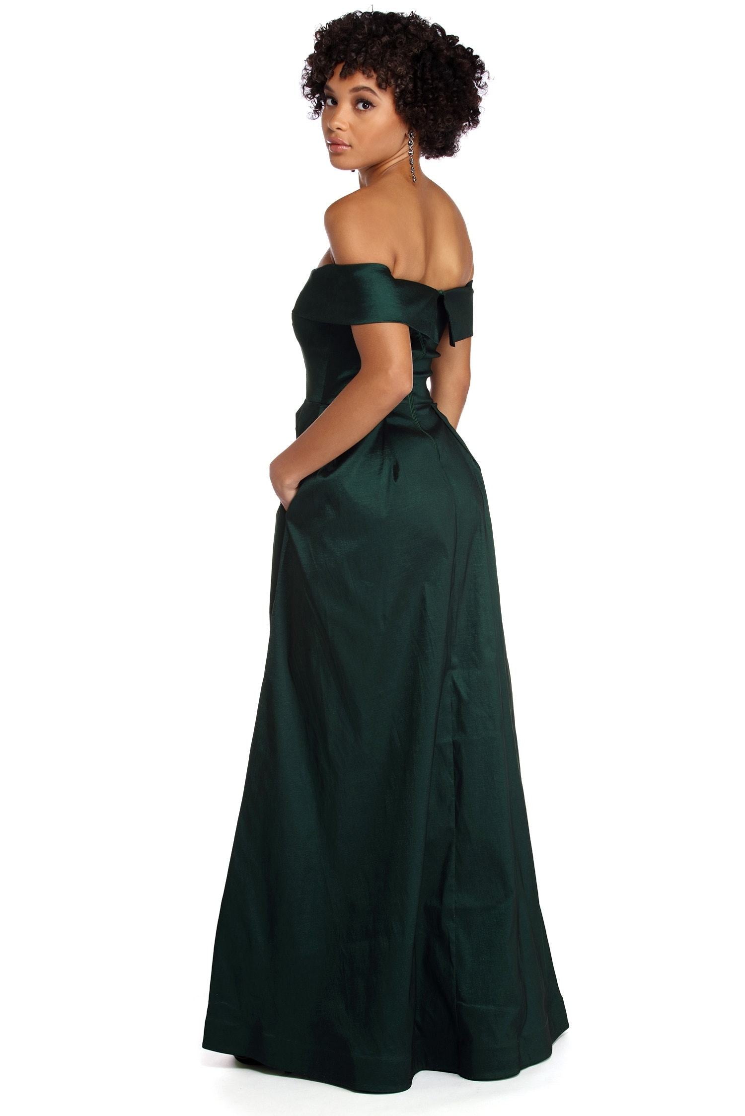 Megan Taffeta Off The Shoulder Ball Gown