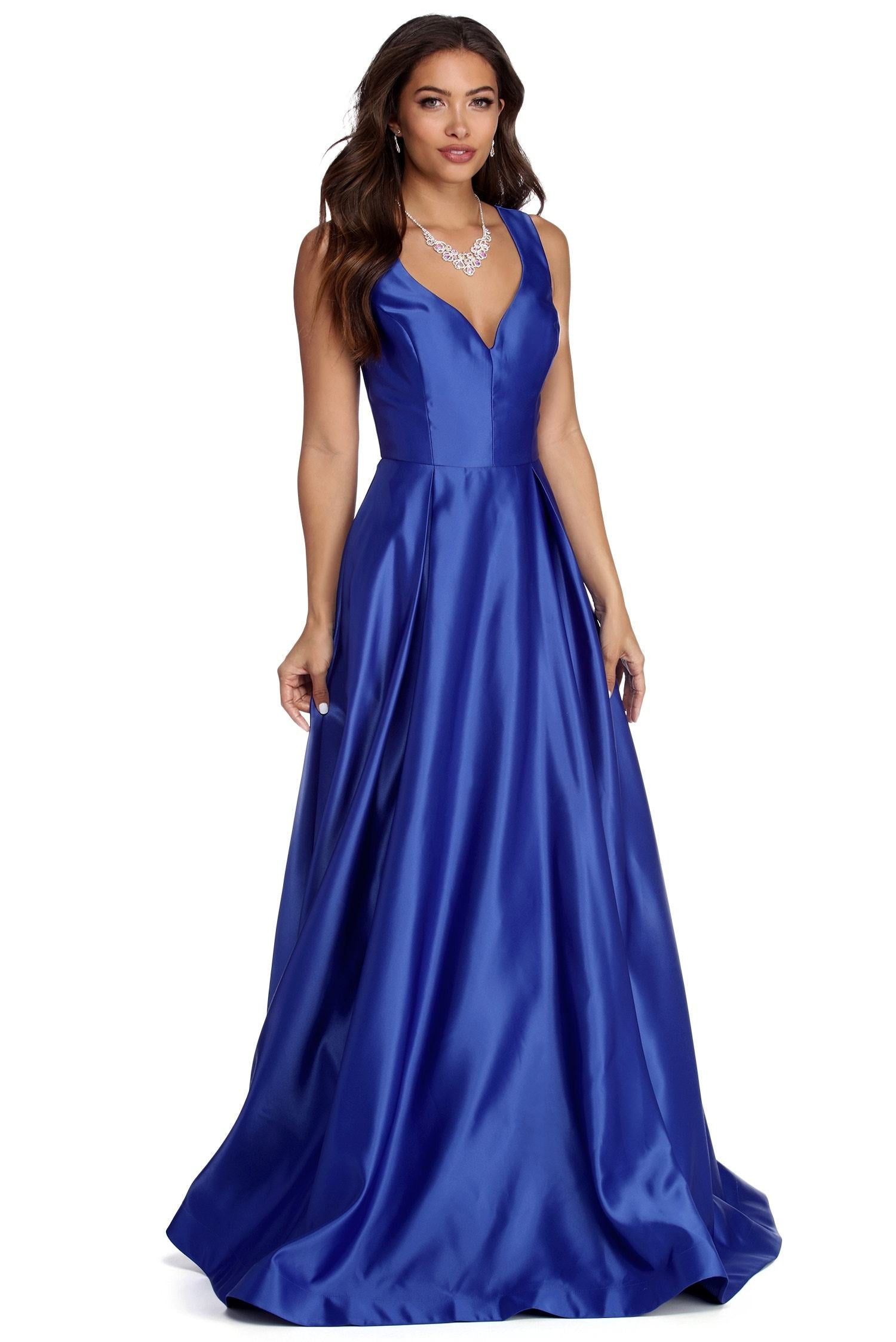 Nadia Satin Ball Gown Dress - Fashionpara