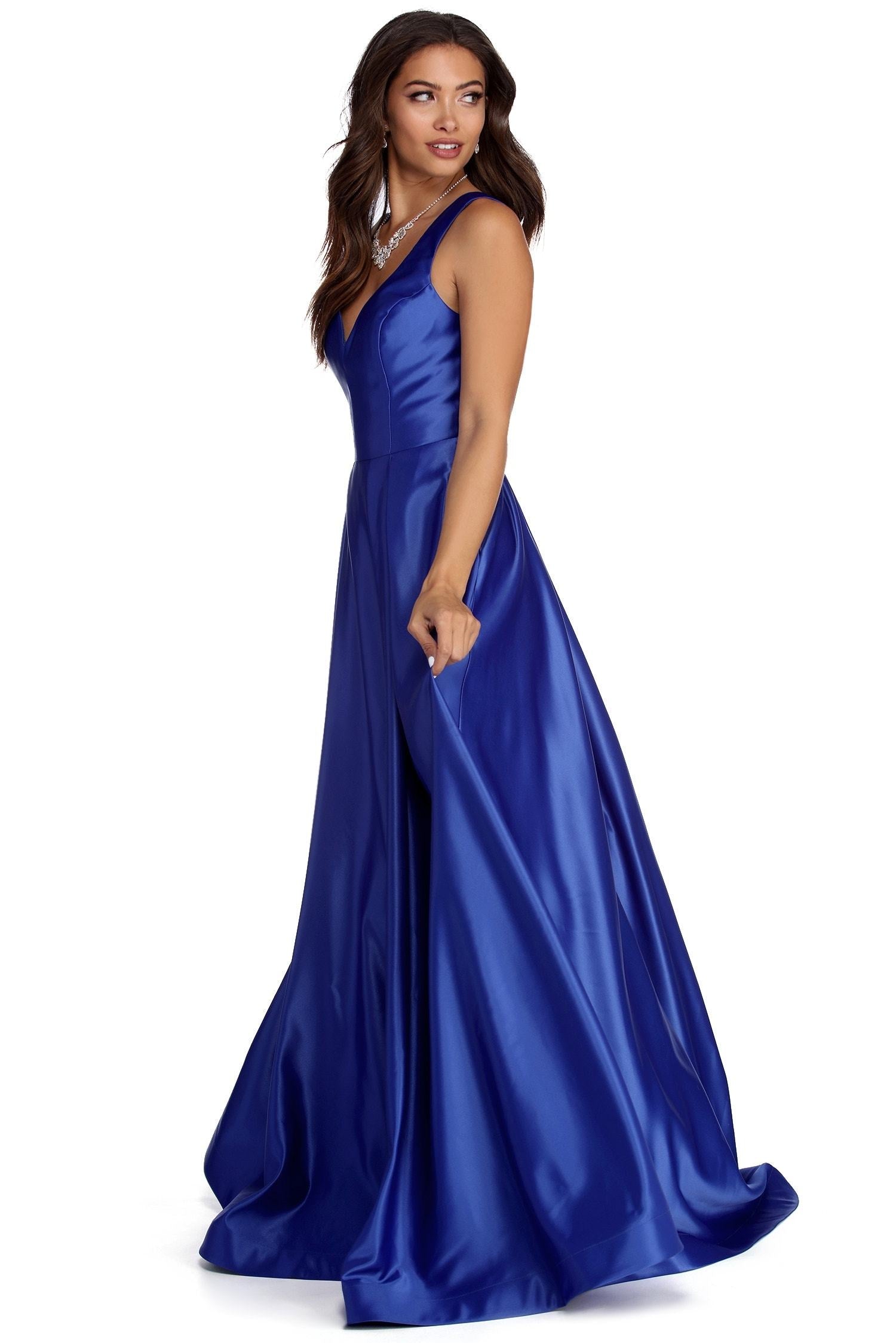 Nadia Satin Ball Gown Dress - Fashionpara