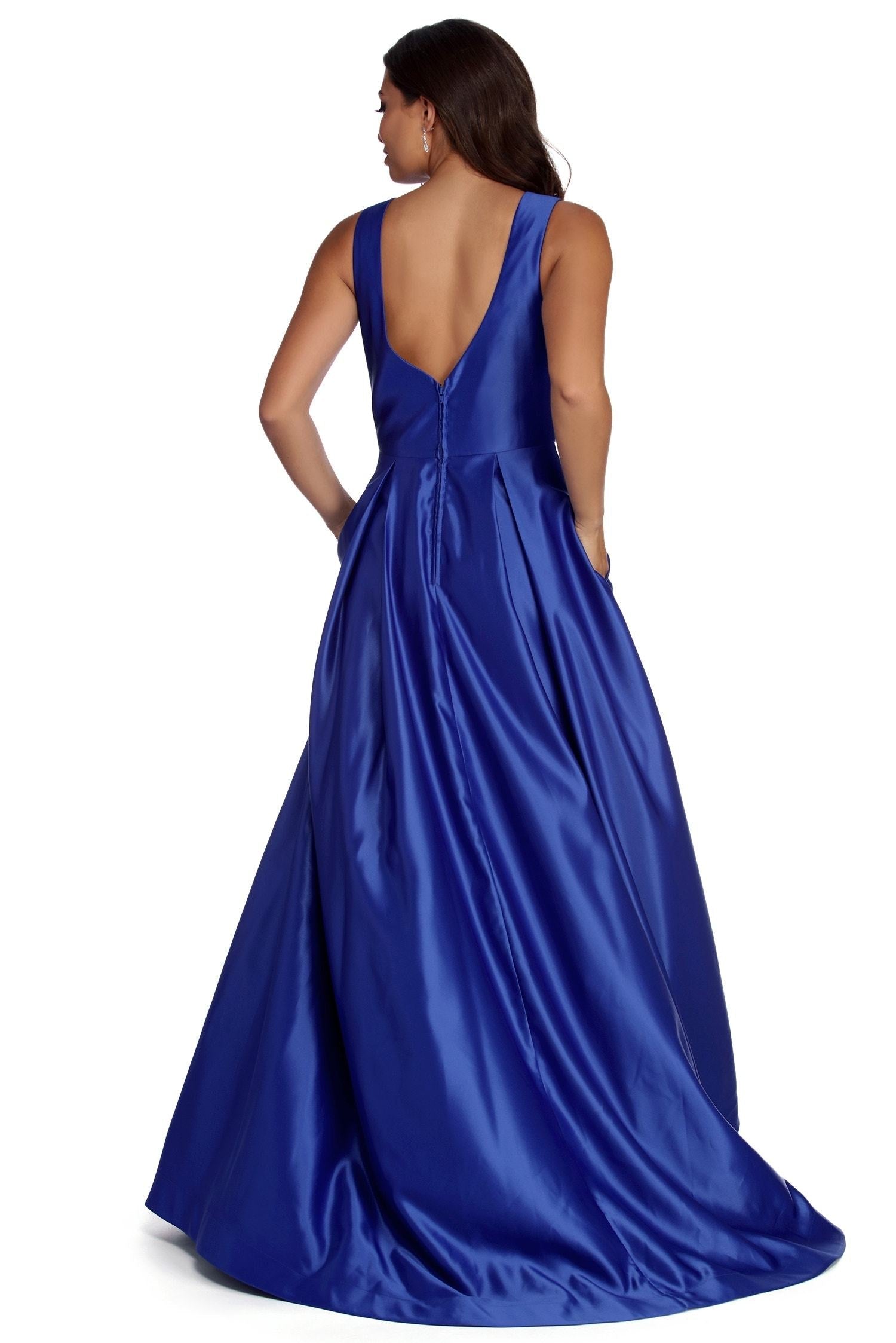 Nadia Satin Ball Gown Dress - Fashionpara