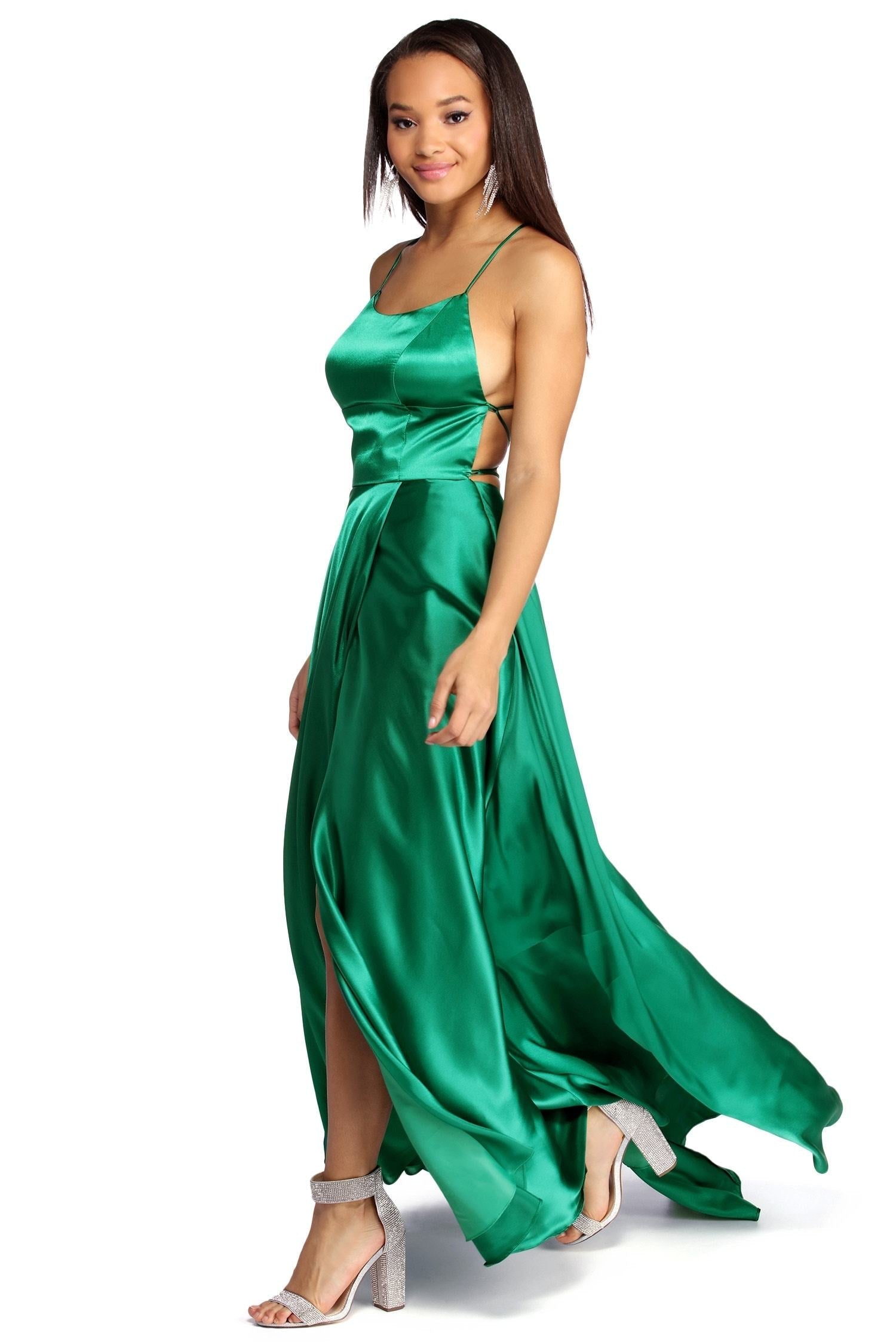 Aurelia Formal Satin Lattice Dress - Fashionpara