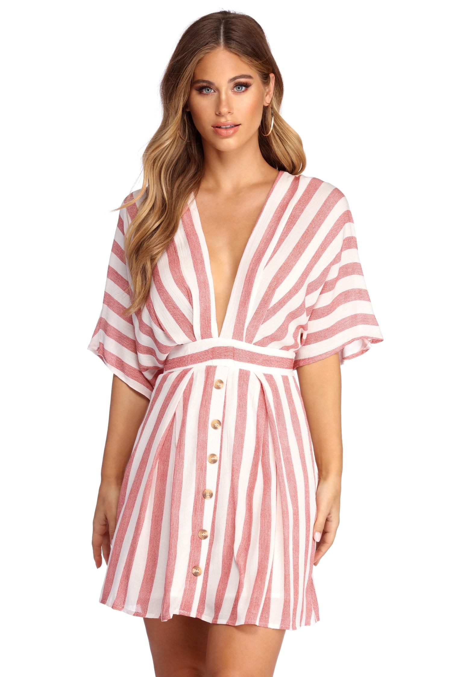 Buttoned Up In Stripes Dress - Fashionpara