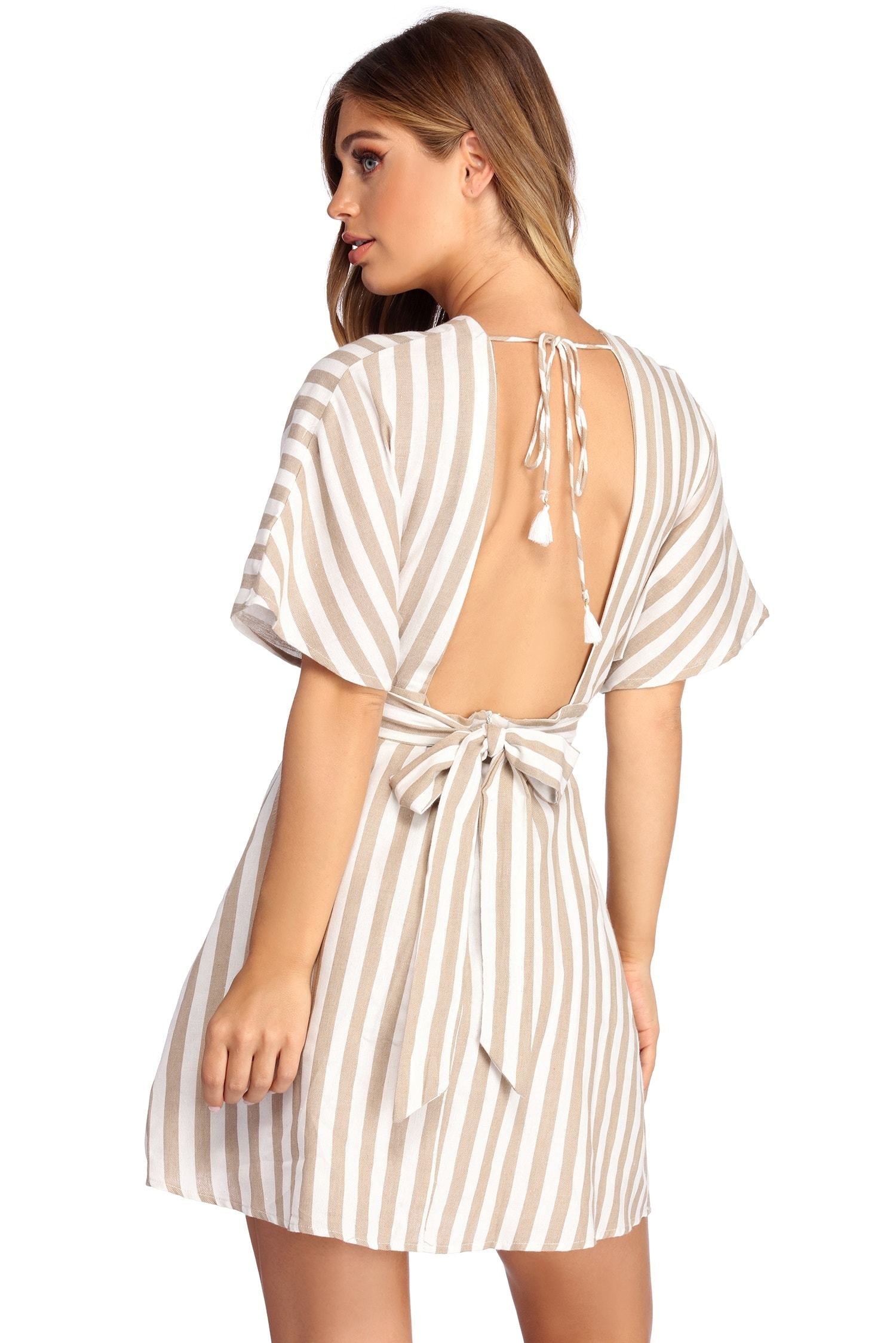 Buttoned Up In Stripes Dress - Fashionpara