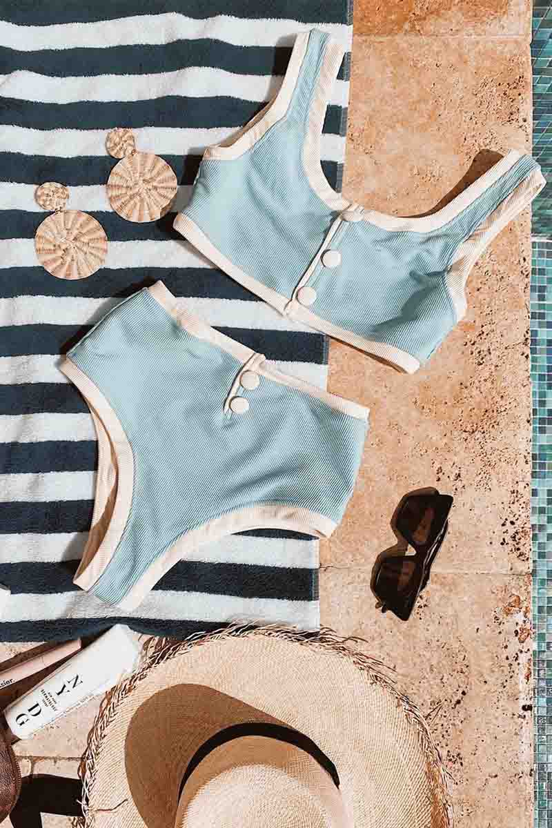 Patchwork Design Blue Two pieces Swimsuit