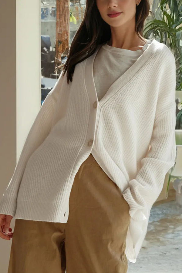 Mountain View Knit Ribbed Button Relaxed Cardigan