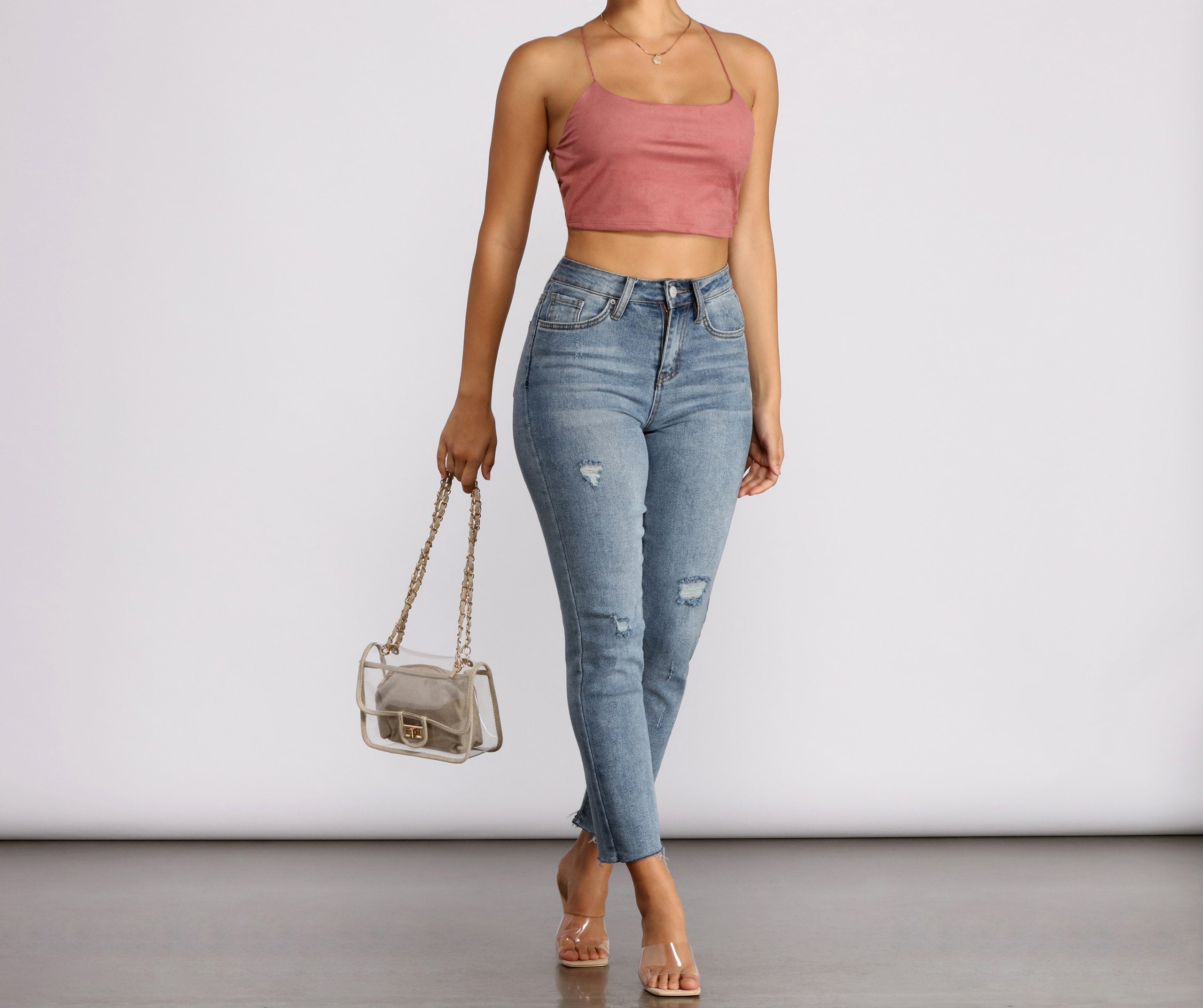 Sexy Strappy Back Crop Top - Fashionpara