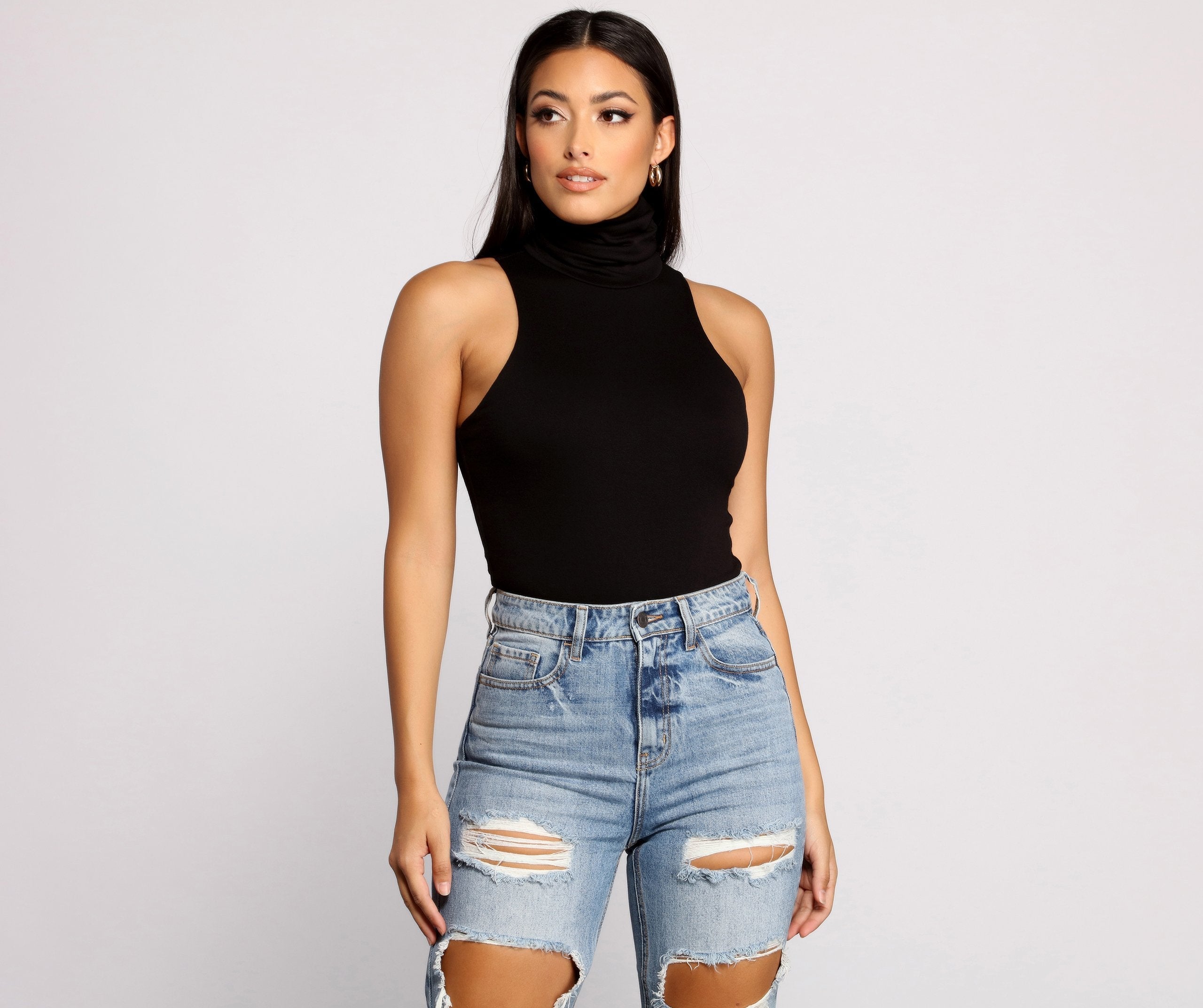 Captivate Me Basic Crepe Sleeveless Bodysuit