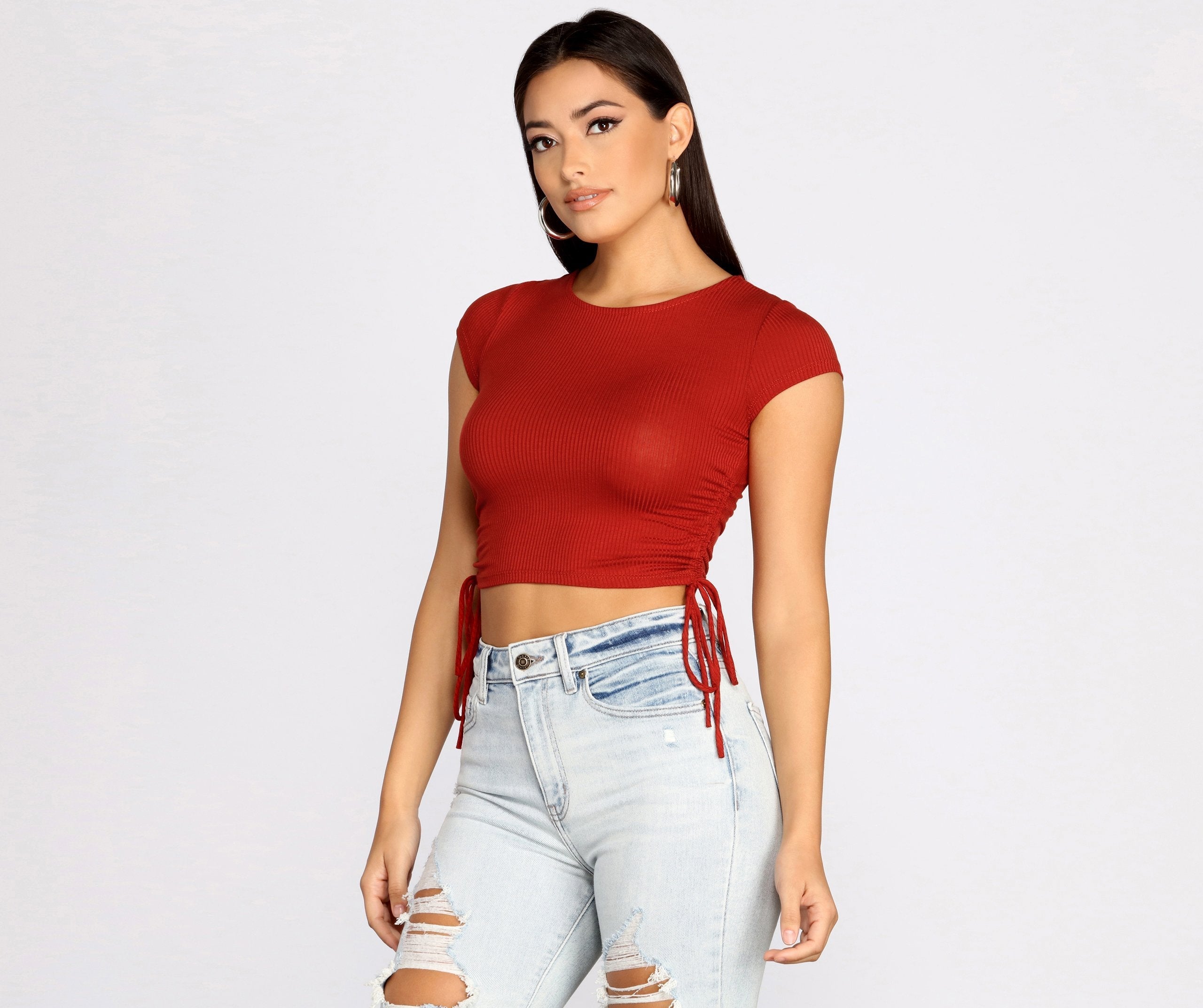 Side To Side Ribbed Knit Crop Top