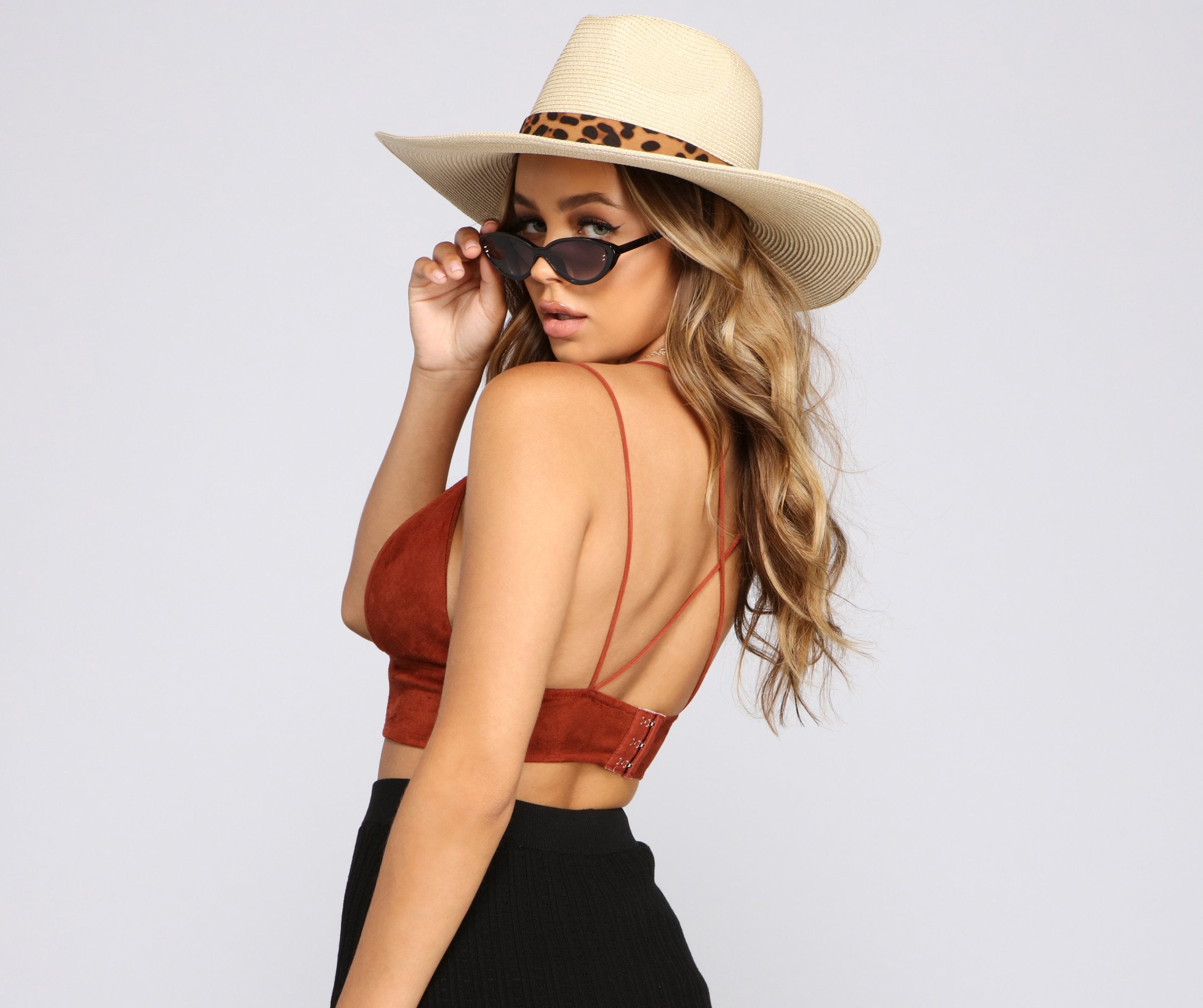 Candid Chic Faux Suede Crop Top - Fashionpara