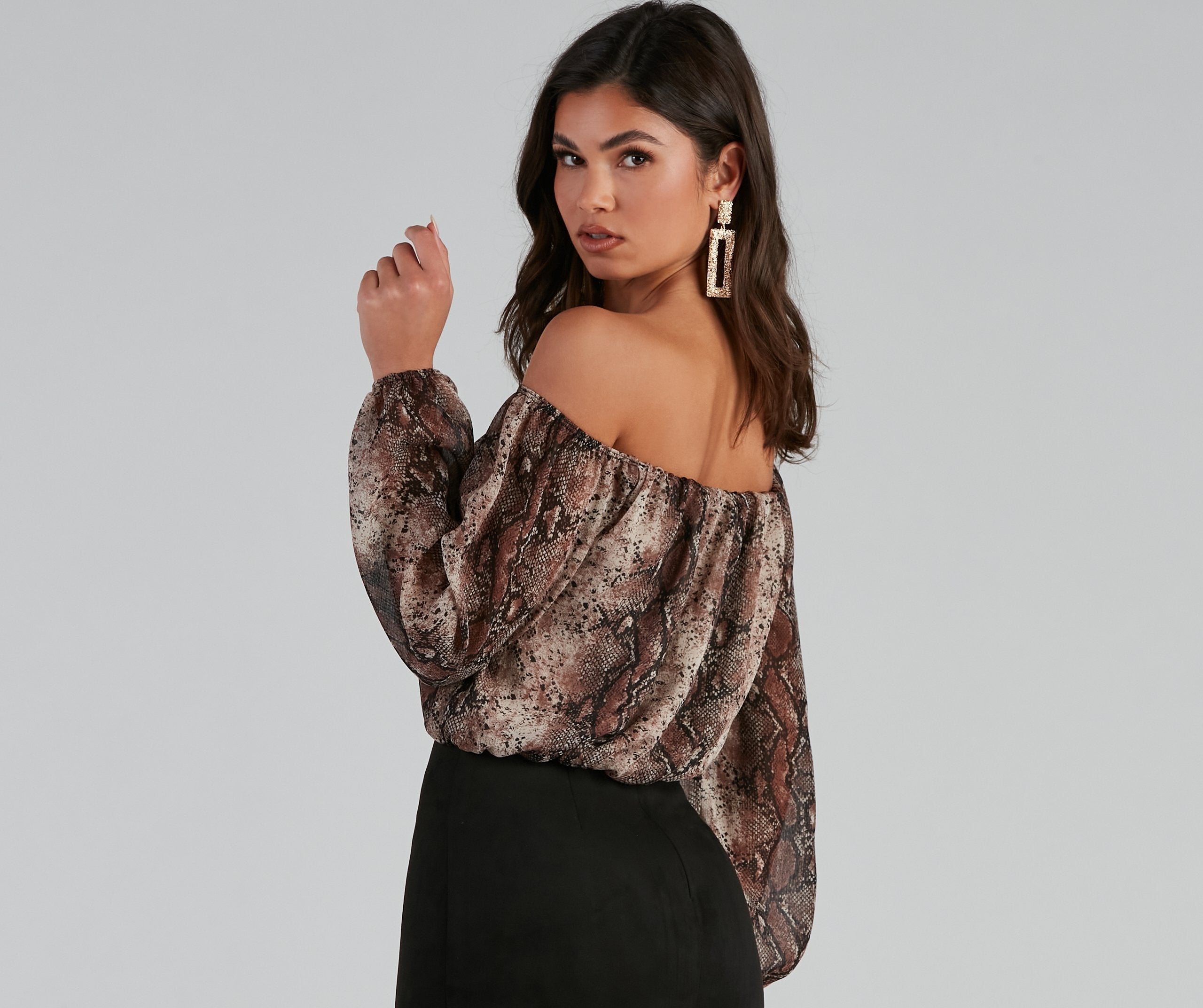 Chic Viper Chiffon Off-The-Shoulder Top