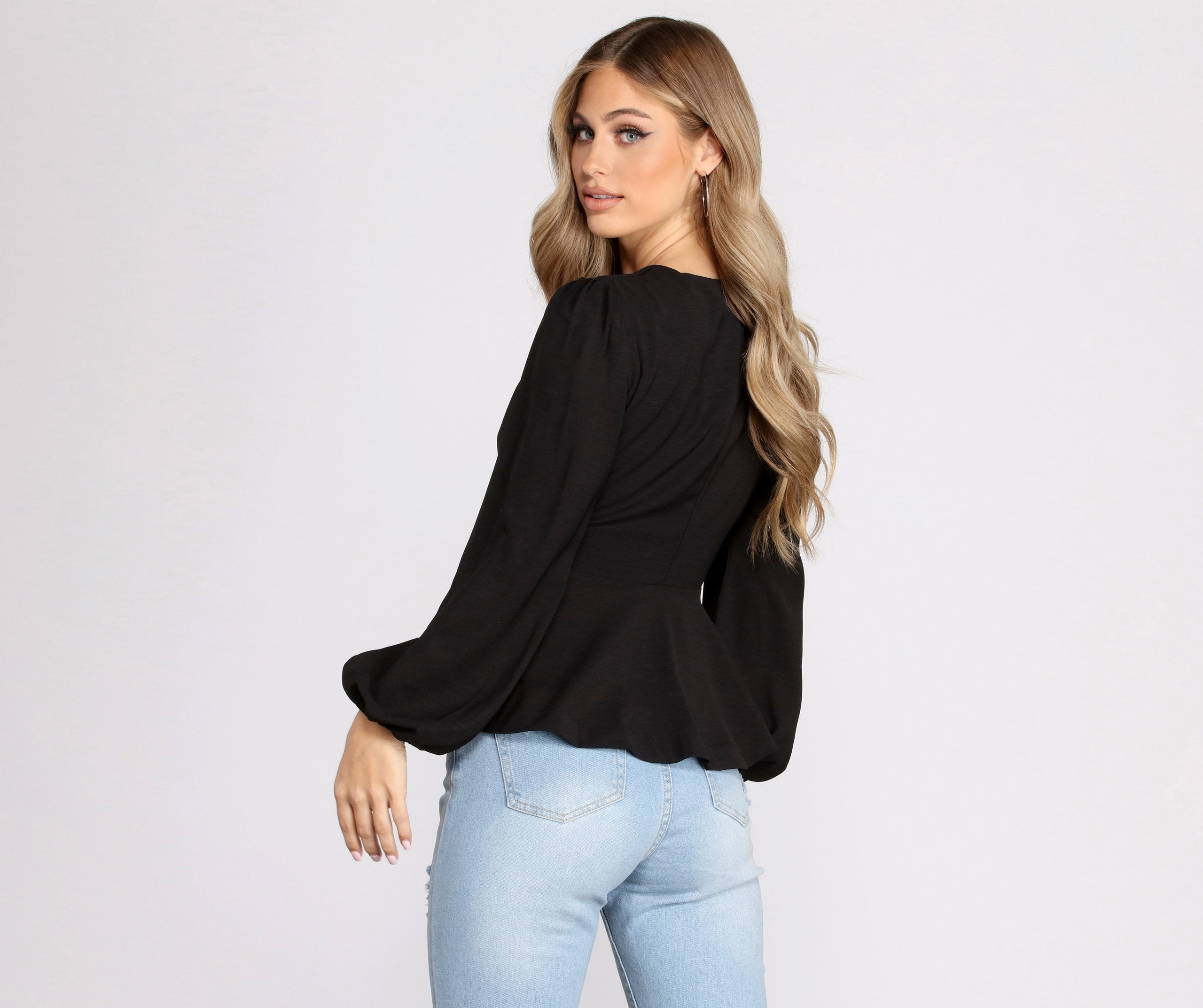 Simply Irresistible Zip Front Ruffled Blouse