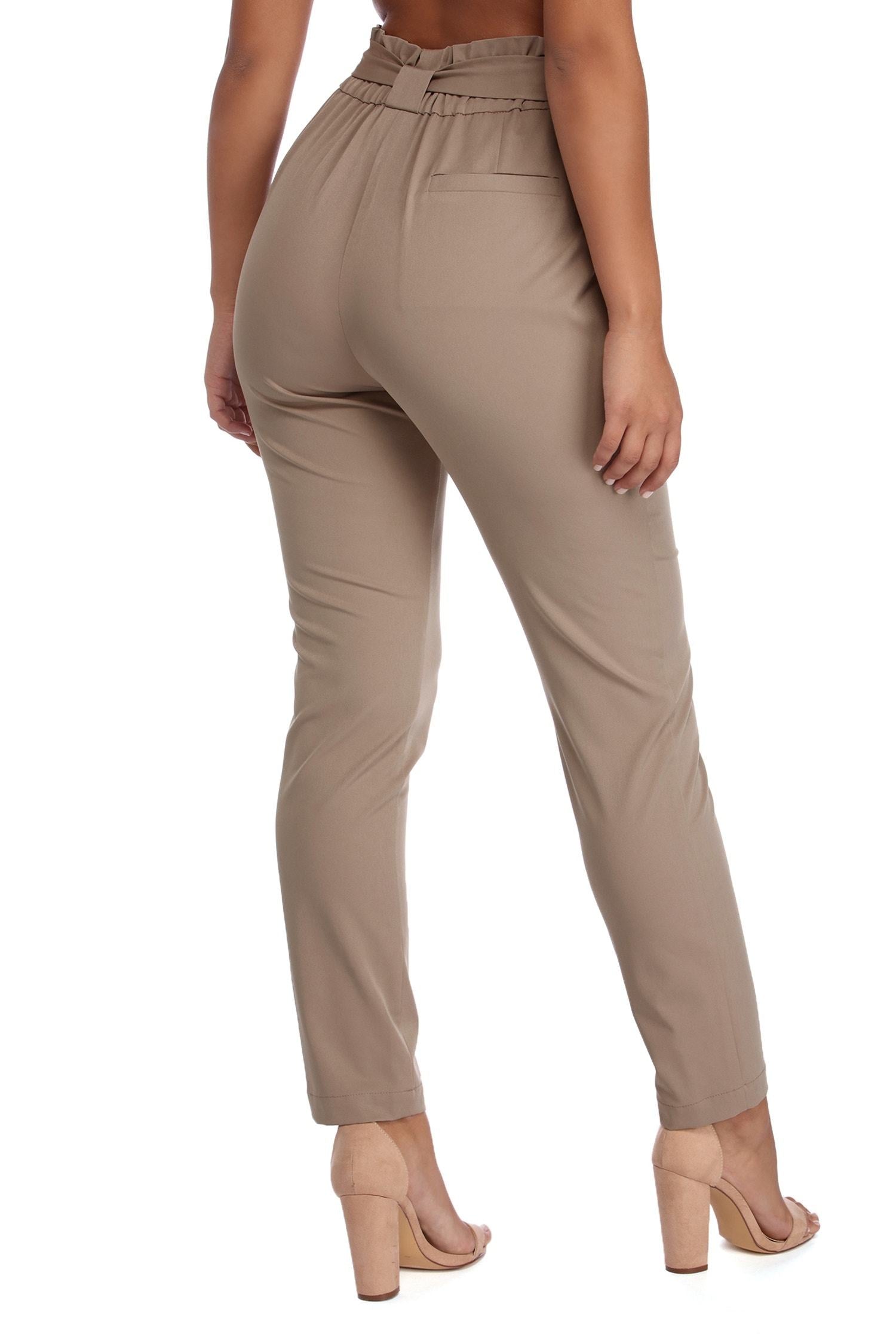 Classic Paper Bag Tie Waist Pants - Fashionpara