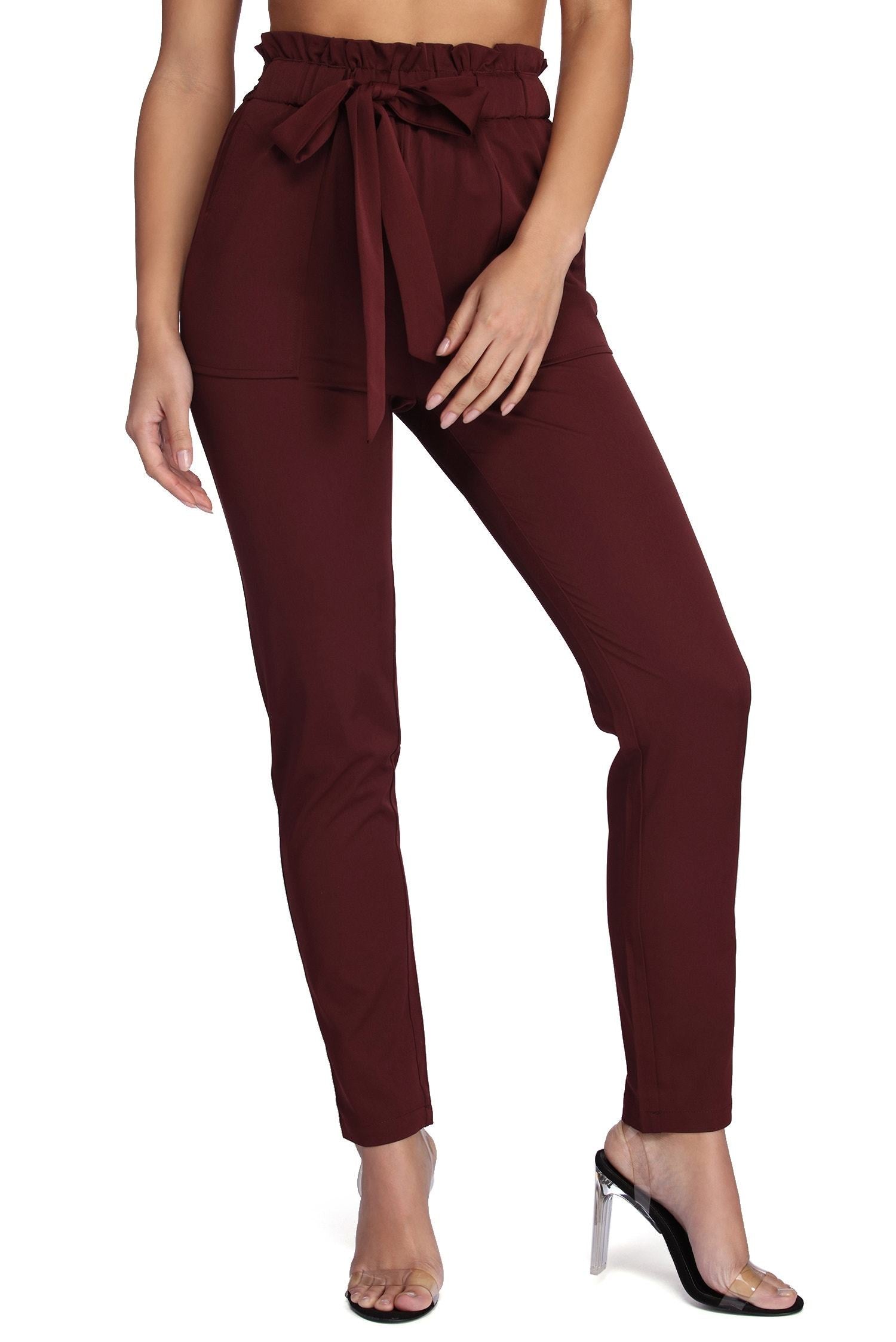 Classic Paper Bag Tie Waist Pants - Fashionpara