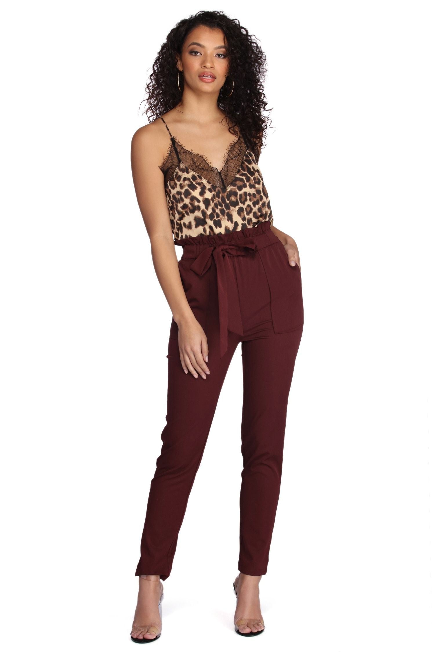 Classic Paper Bag Tie Waist Pants - Fashionpara