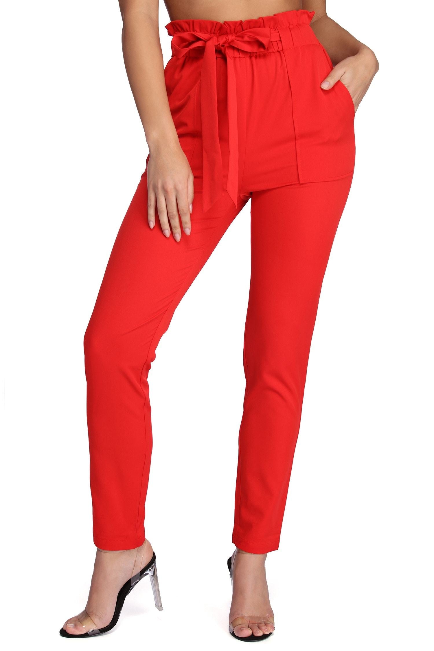 Classic Paper Bag Tie Waist Pants - Fashionpara