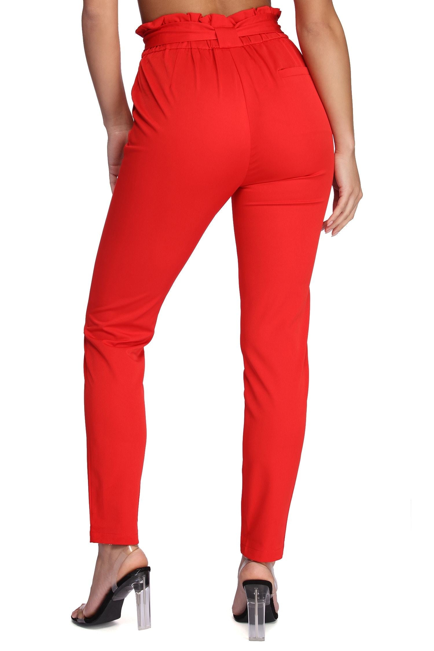 Classic Paper Bag Tie Waist Pants - Fashionpara