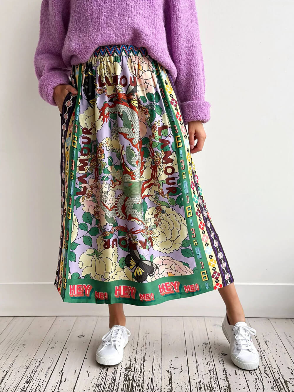 Ethnic Style Personalized Graffiti Casual Satin Print Skirt - Fashionpara