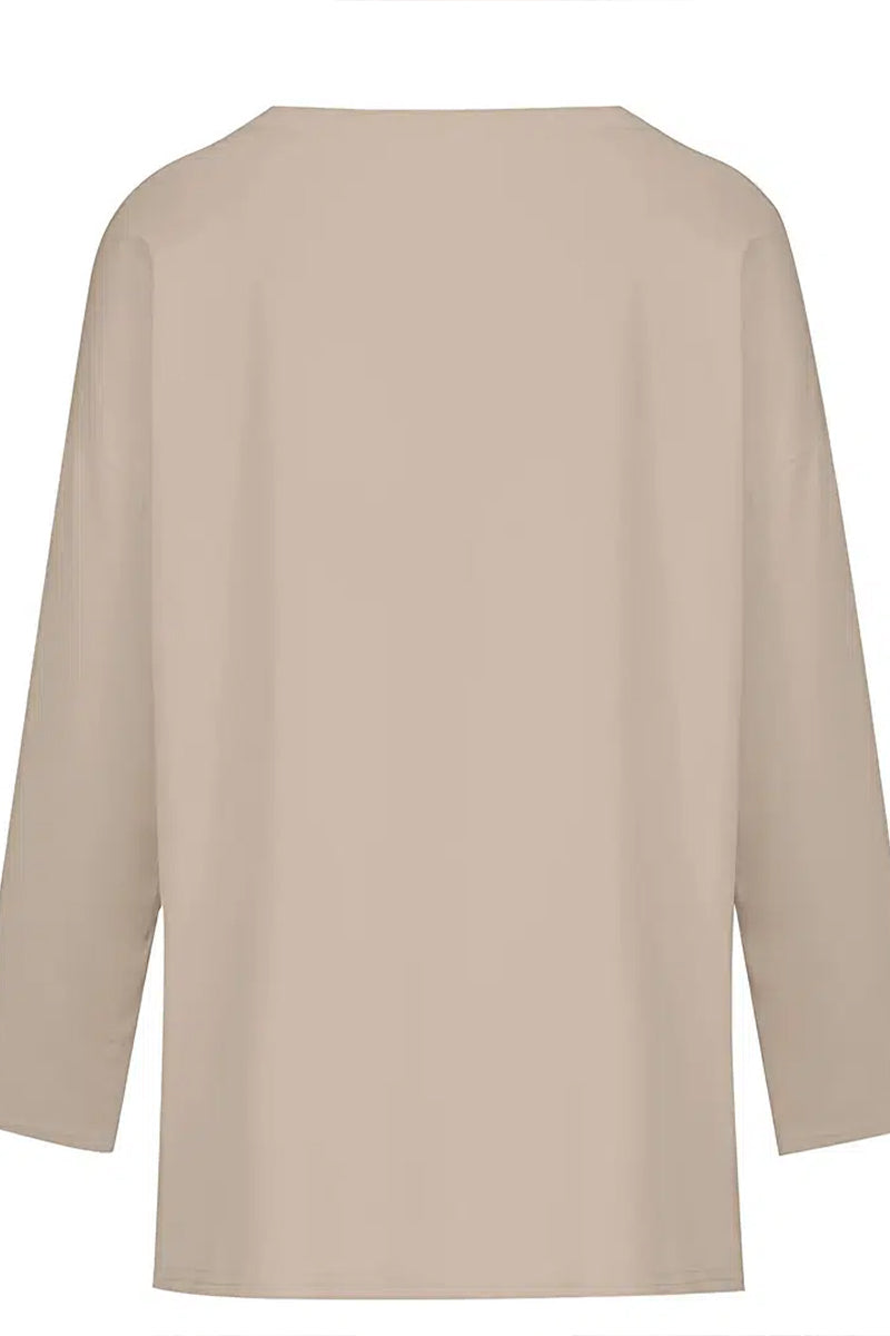 V-Neck Solid Color Oversized Top