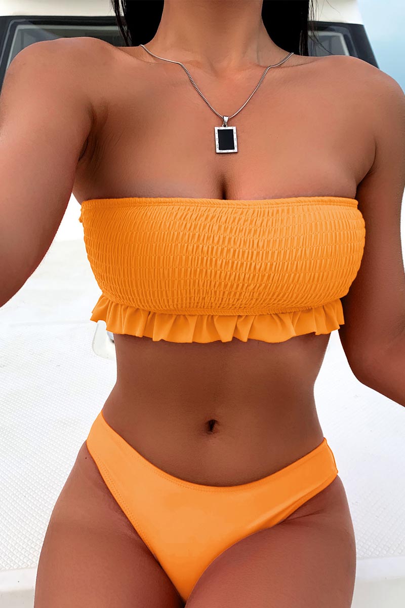 Ruffle Bandeau Two Piece Swimsuit