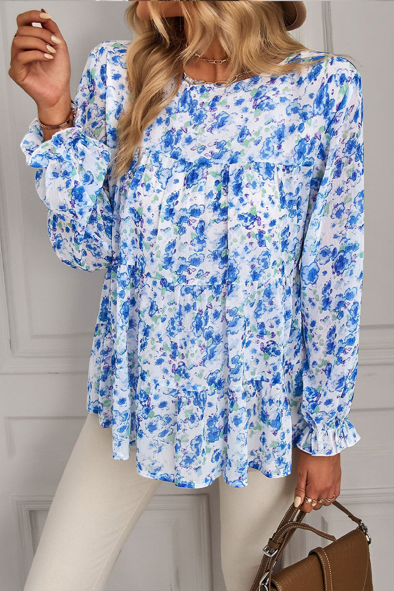 Round Neck Floral Loose Top