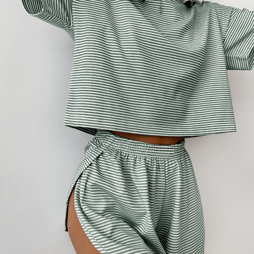 Striped comfortable loose casual two-piece set