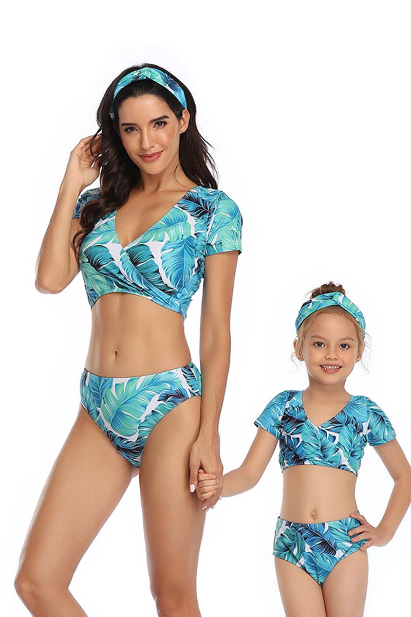 Leaf Print Parent-child Two Pieces Swimsuit