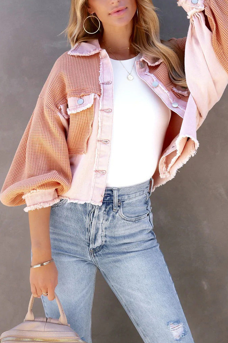 Patchwork Loose Short Jacket