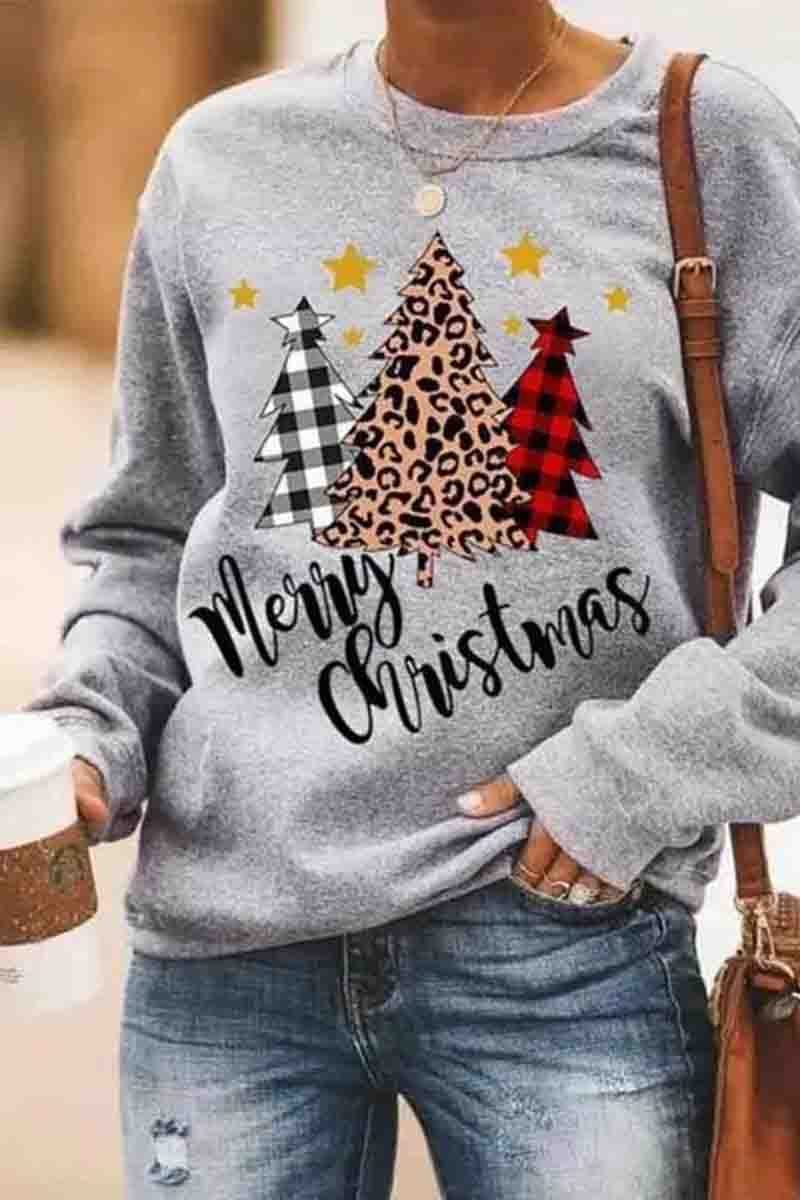 Women's Cotton Fleece Casual Print Warm Cozy Sweatshirt