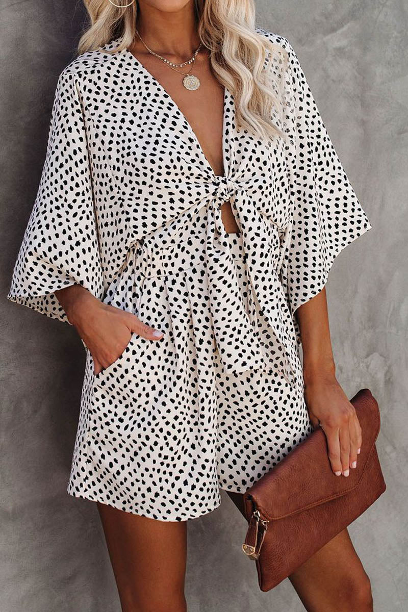 Well Behaved Printed Pocketed Tie Romper