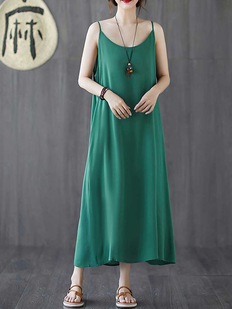 Plain Cotton Slip Dress - Fashionpara