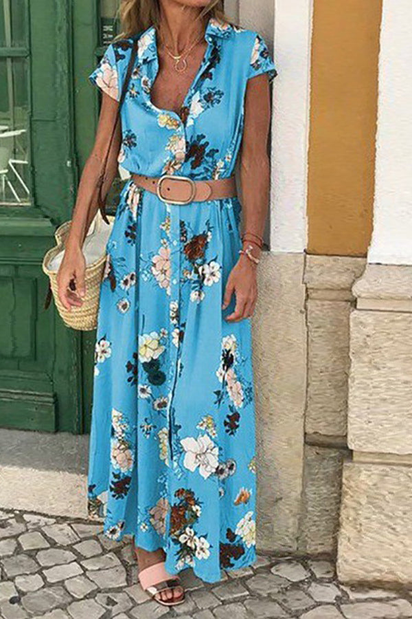 Floral Vintage Button Maxi Dress