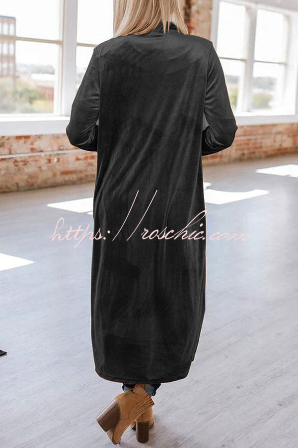 Like Royal Velvet Long Sleeve Pocket Drape Jacket