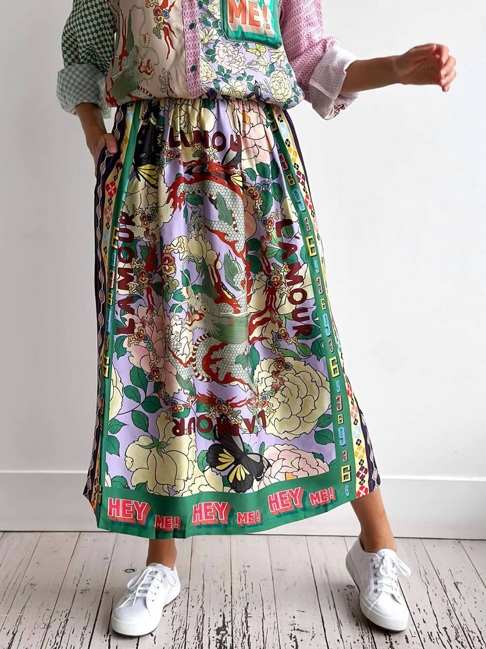 Ethnic Style Personalized Graffiti Casual Satin Print Skirt - Fashionpara